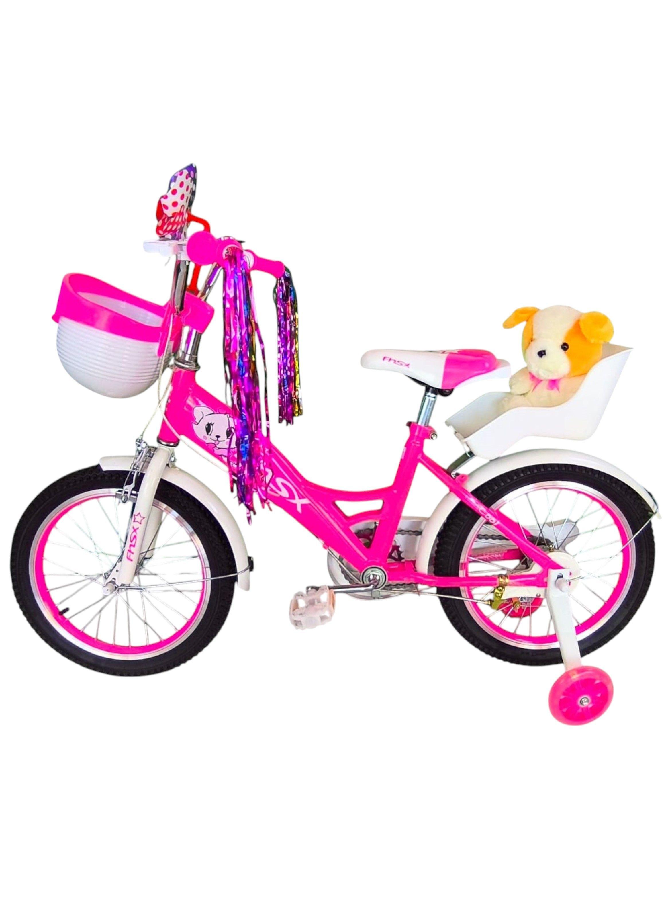 Bicicleta Aro 16 Infantil Con Peluchero Rosada Fnsx-3