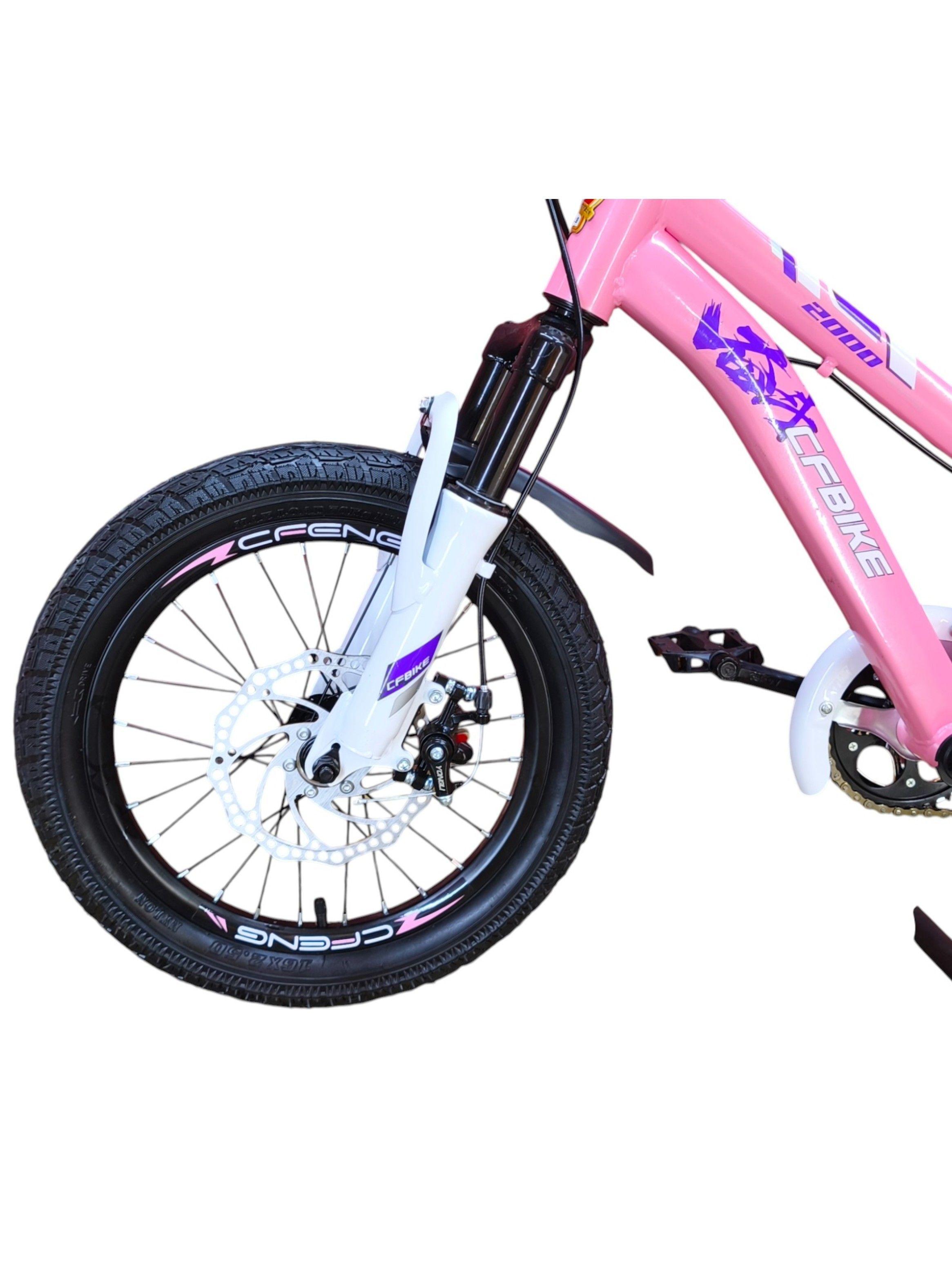Bicicleta Aro 16 Cfbike Con Freno Disco Rosado Blanco -2