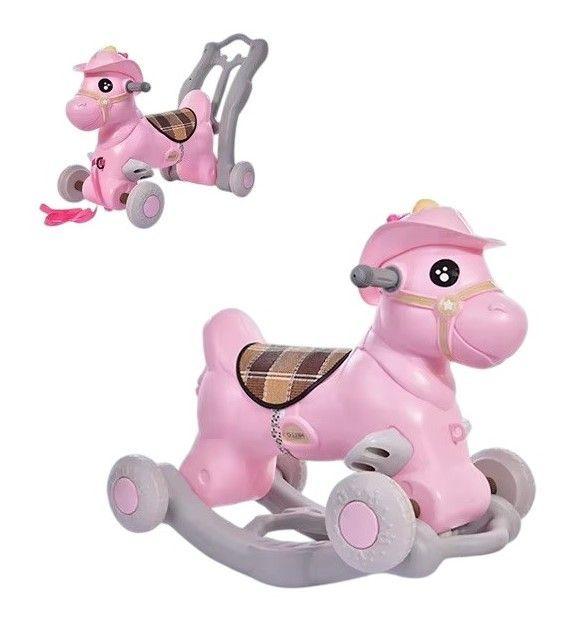 Correpasillos Y Balancín Caballo 3 En 1 Rosado        -1