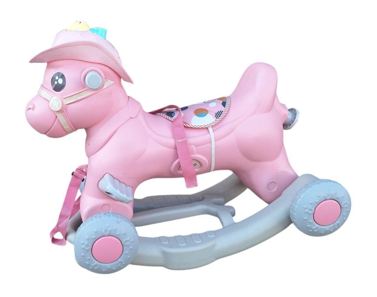 Correpasillos Y Balancín Caballo 3 En 1 Rosado        -3