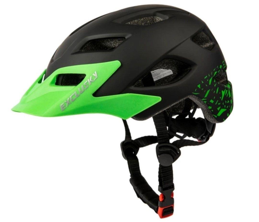 Casco Bicicleta  Infantil Exclusky Negro Verde                 -0