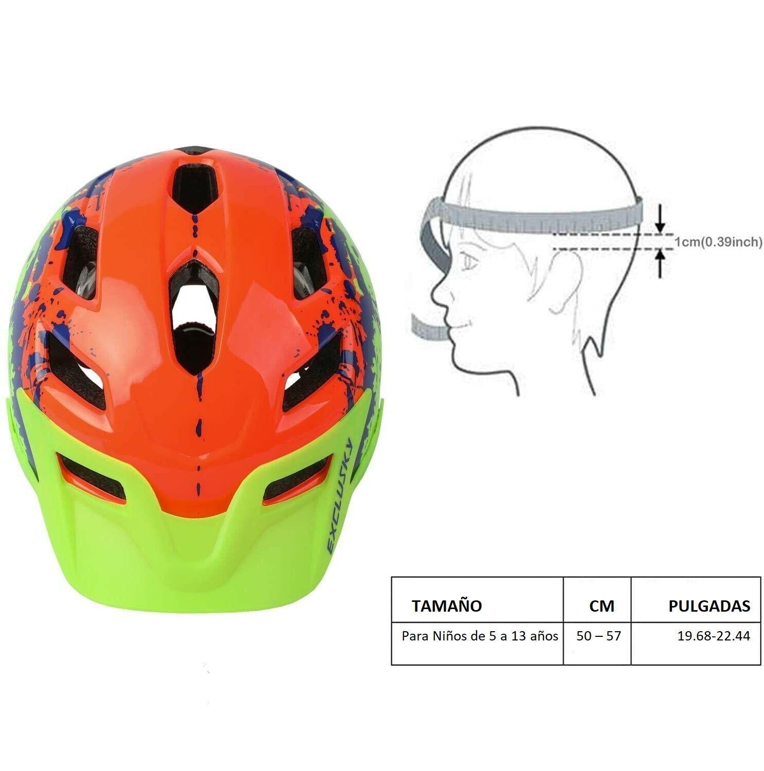 CASCO BICICLETA EXCLUSKY NIÑOS NARANJO VERDE-3