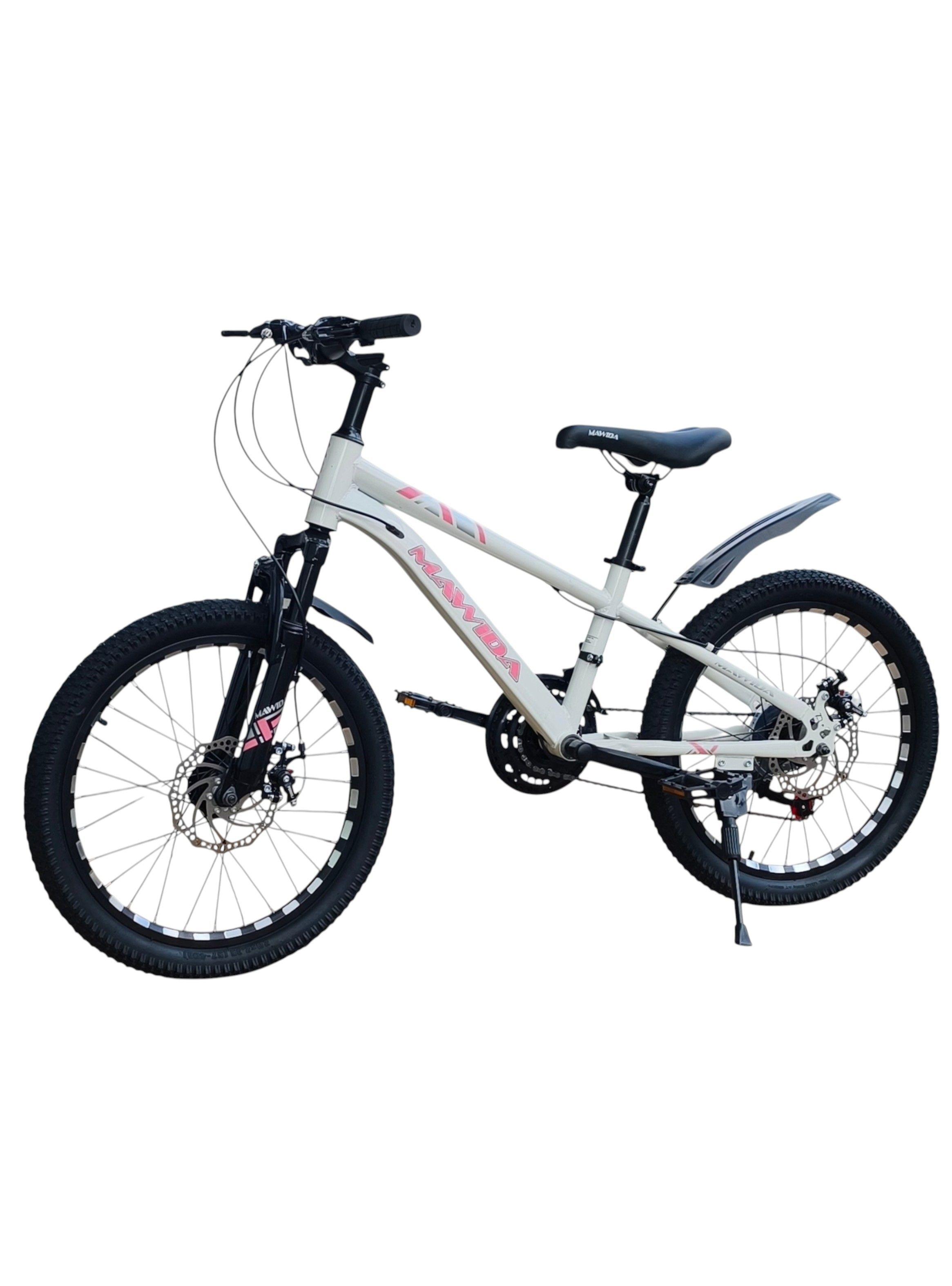 Bicicleta Aro 20 Mawida Con Freno Disco y 21 velocidades  Blanco Rosado-2