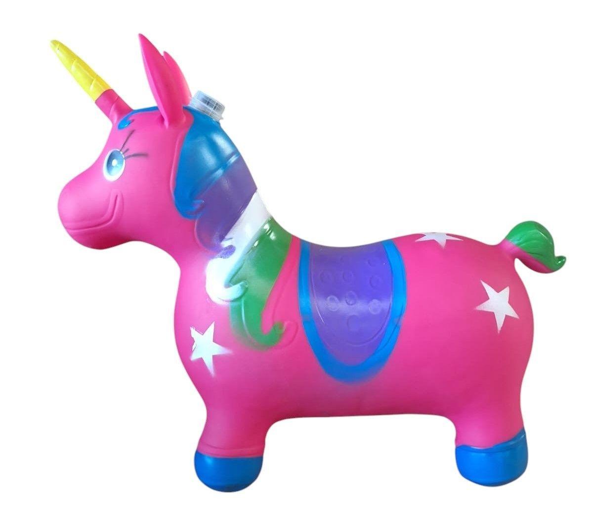 Unicornio Saltarín Inflable Con Sonido Fucsia Azul-1