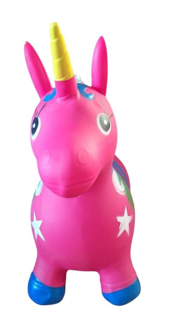 Unicornio Saltarín Inflable Con Sonido Fucsia Azul-2