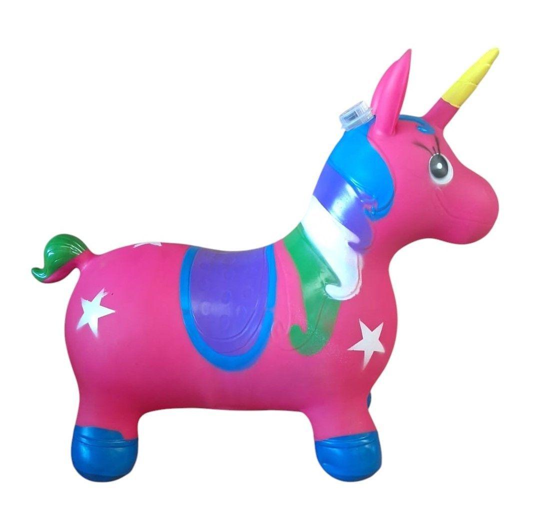 Unicornio Saltarín Inflable Con Sonido Fucsia Azul-3