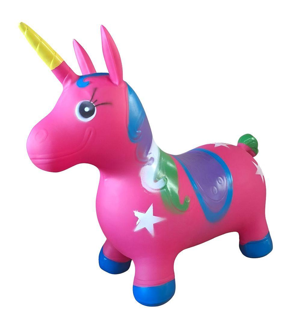 Unicornio Saltarín Inflable Con Sonido Fucsia Azul-4