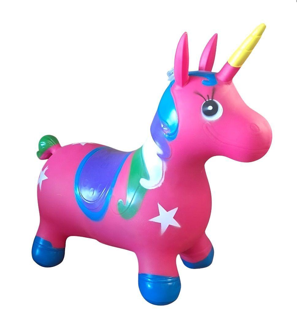 Unicornio Saltarín Inflable Con Sonido Fucsia Azul-0