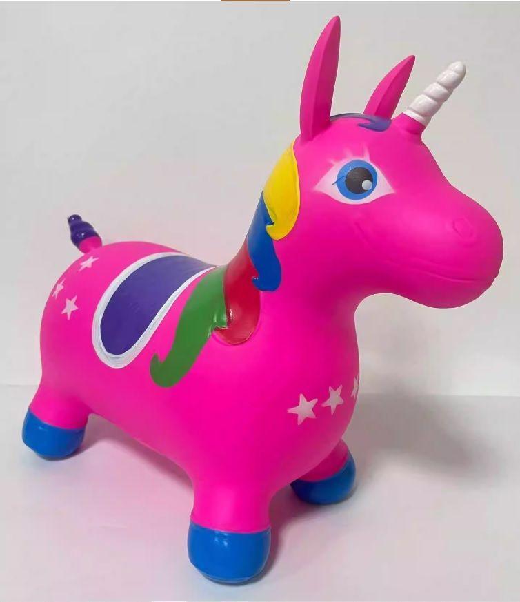 Unicornio Saltarín Inflable Con Sonido Fucsia Azul-5