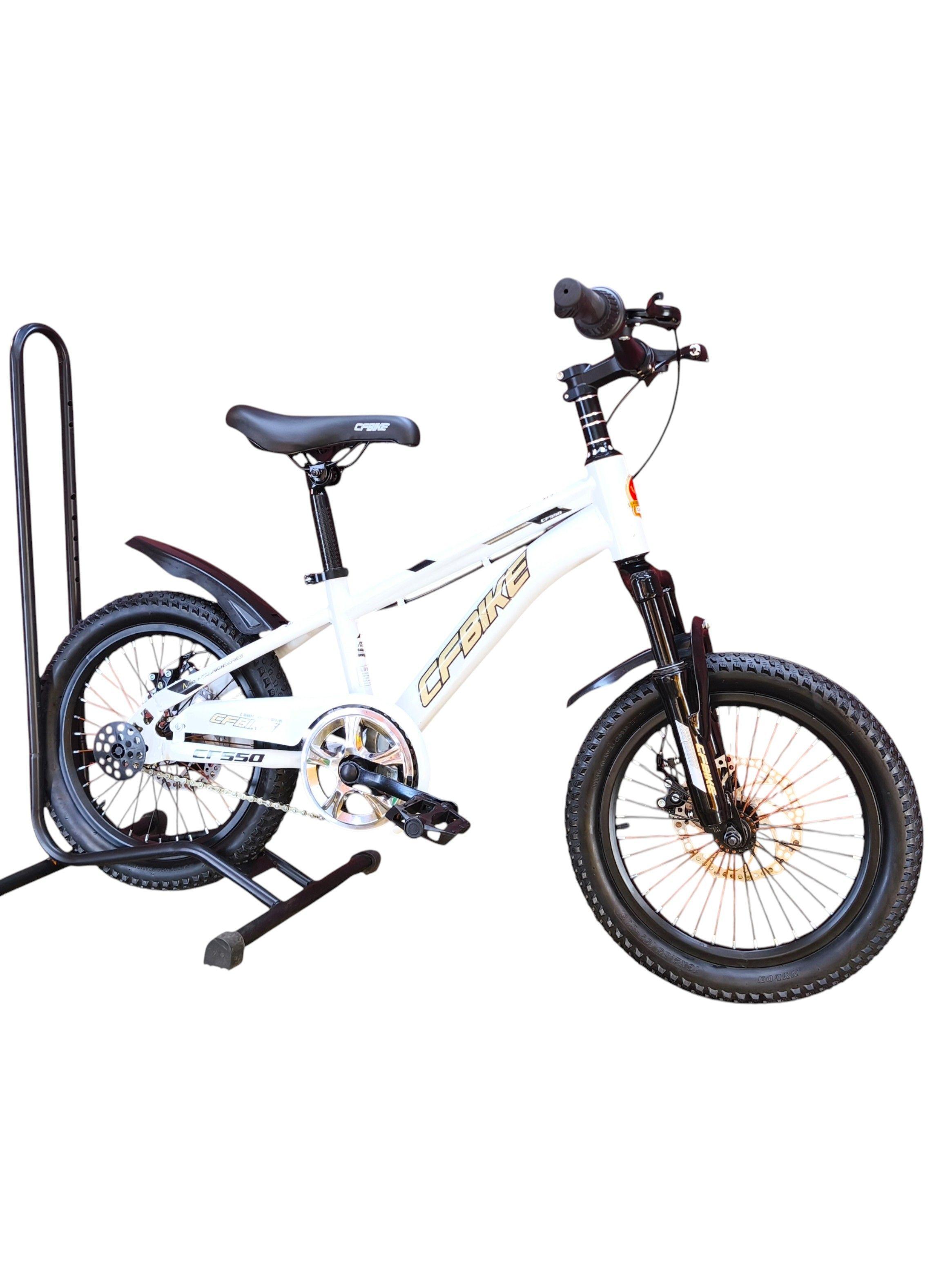 Bicicleta Aro 16 Cfbike Con Freno Disco Blanco Log Dorado-2