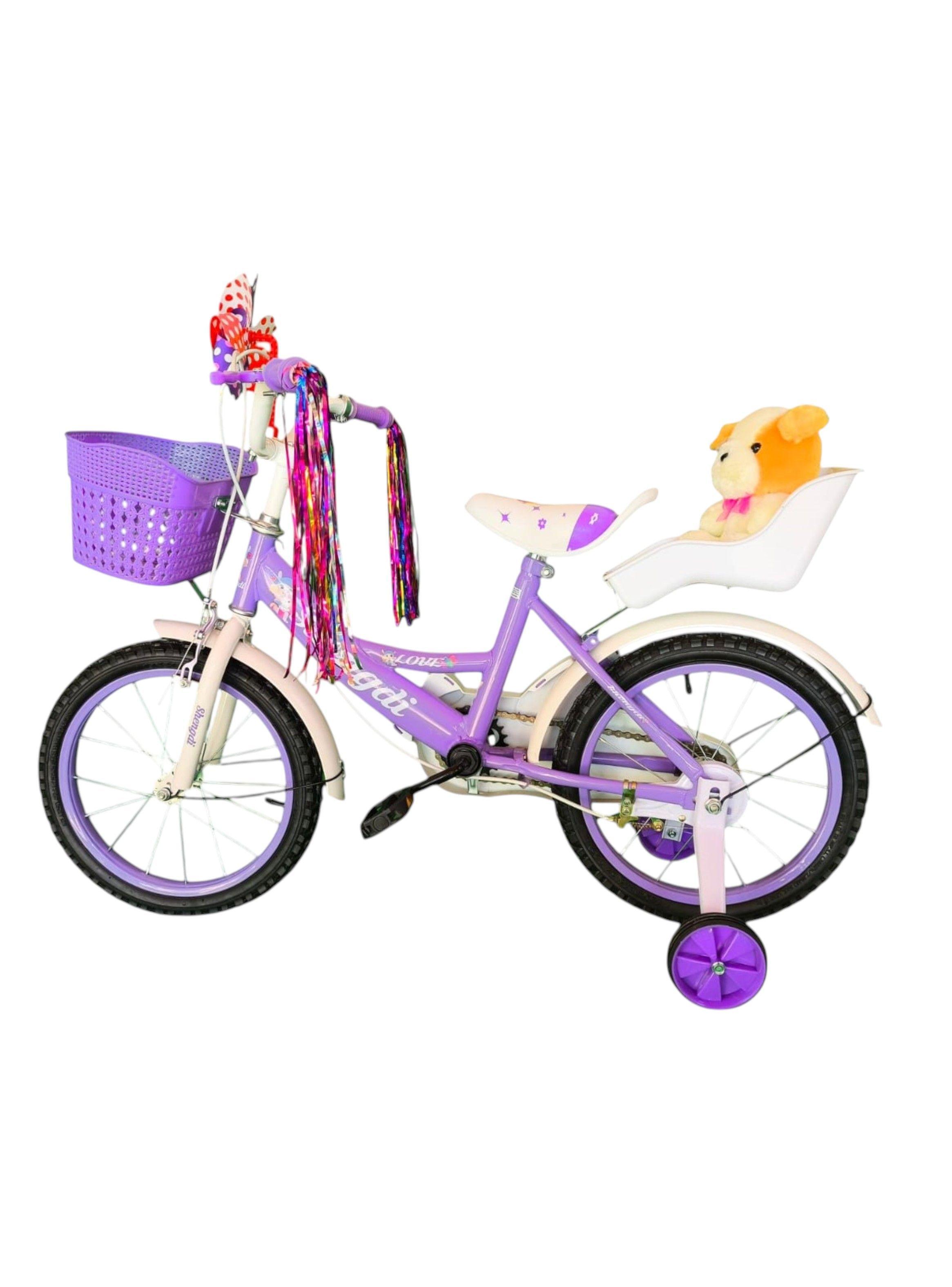 Bicicleta Aro 16 Infantil  Con Peluchero Lila Shengdi-5