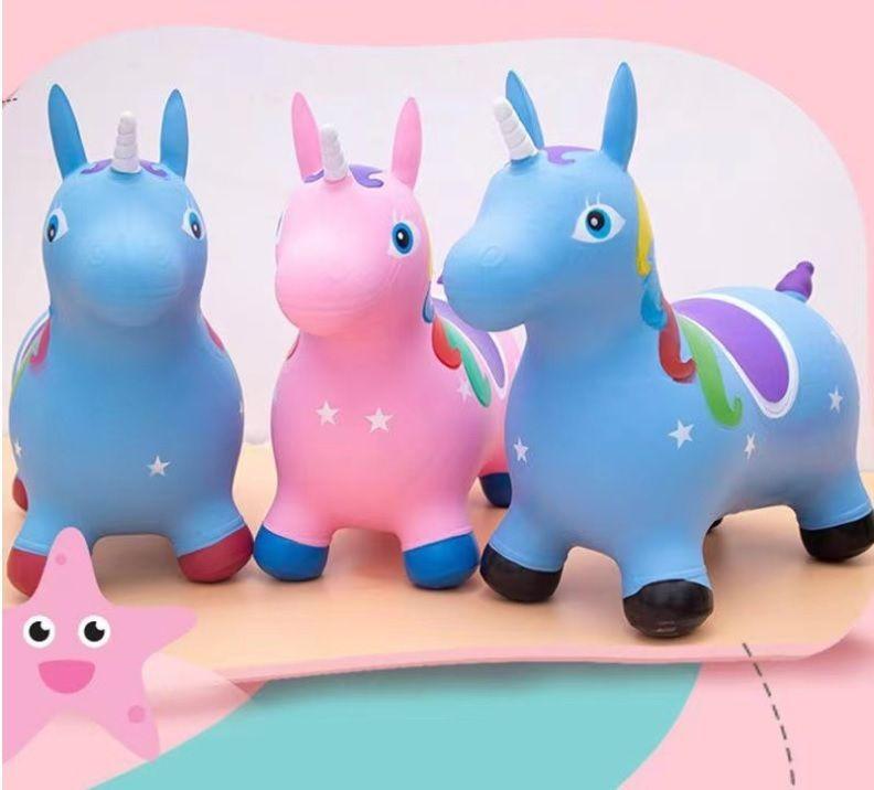 Unicornio Saltarín Inflable Con Sonido – Rosado-6