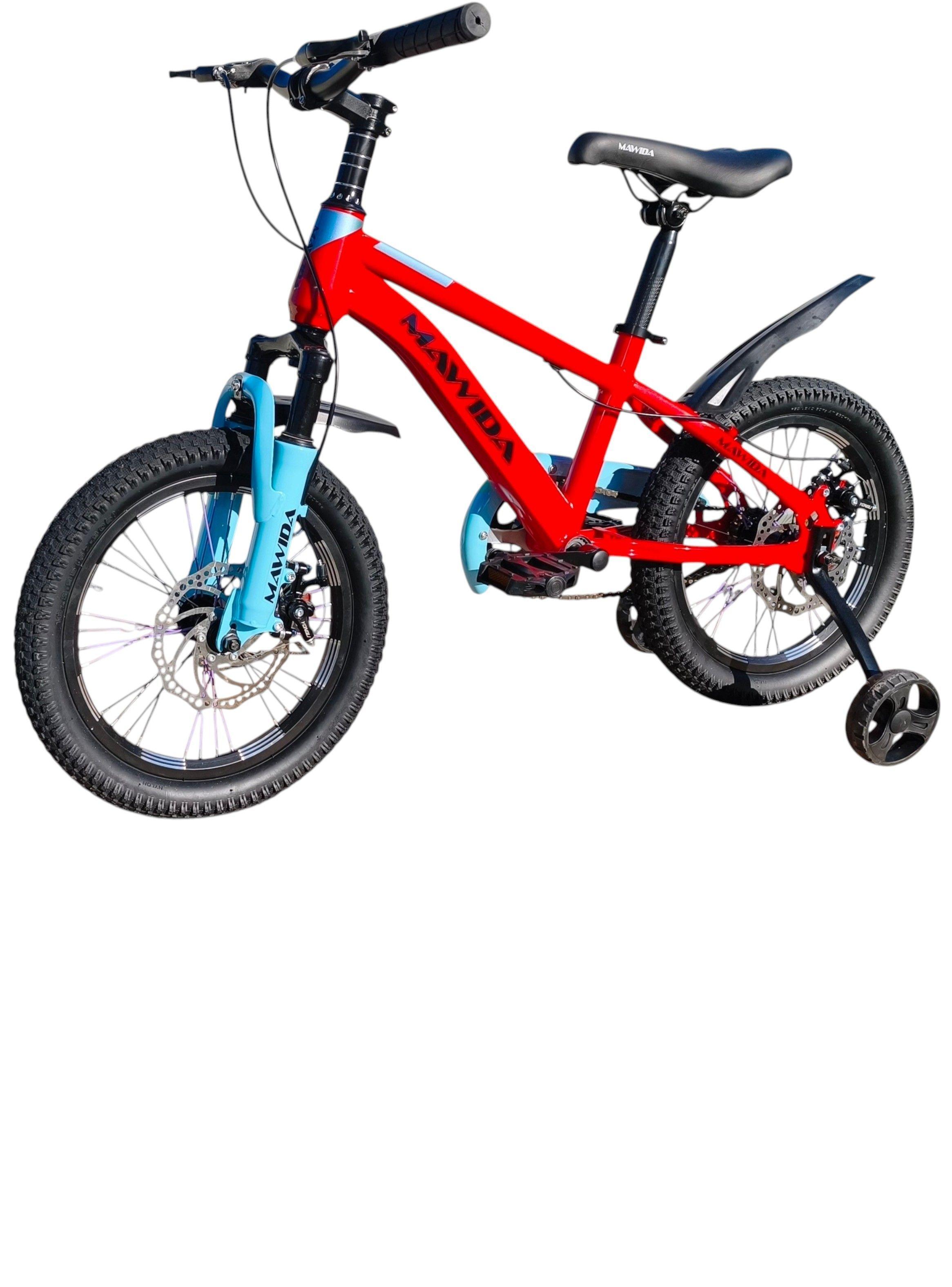 Bicicleta Aro 16 Mawida Con Freno Disco Rojo Celeste	-1