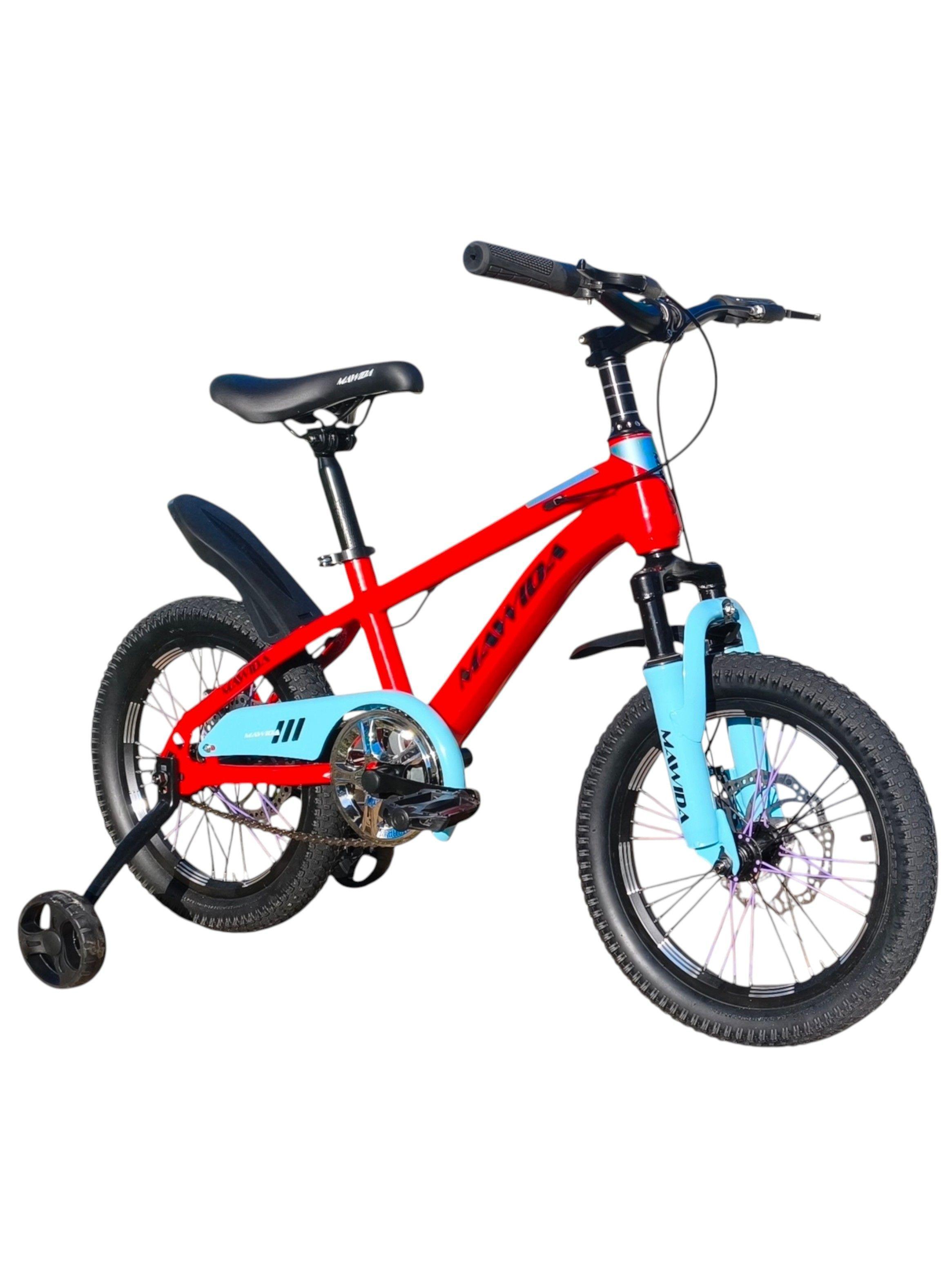 Bicicleta Aro 16 Mawida Con Freno Disco Rojo Celeste	-5