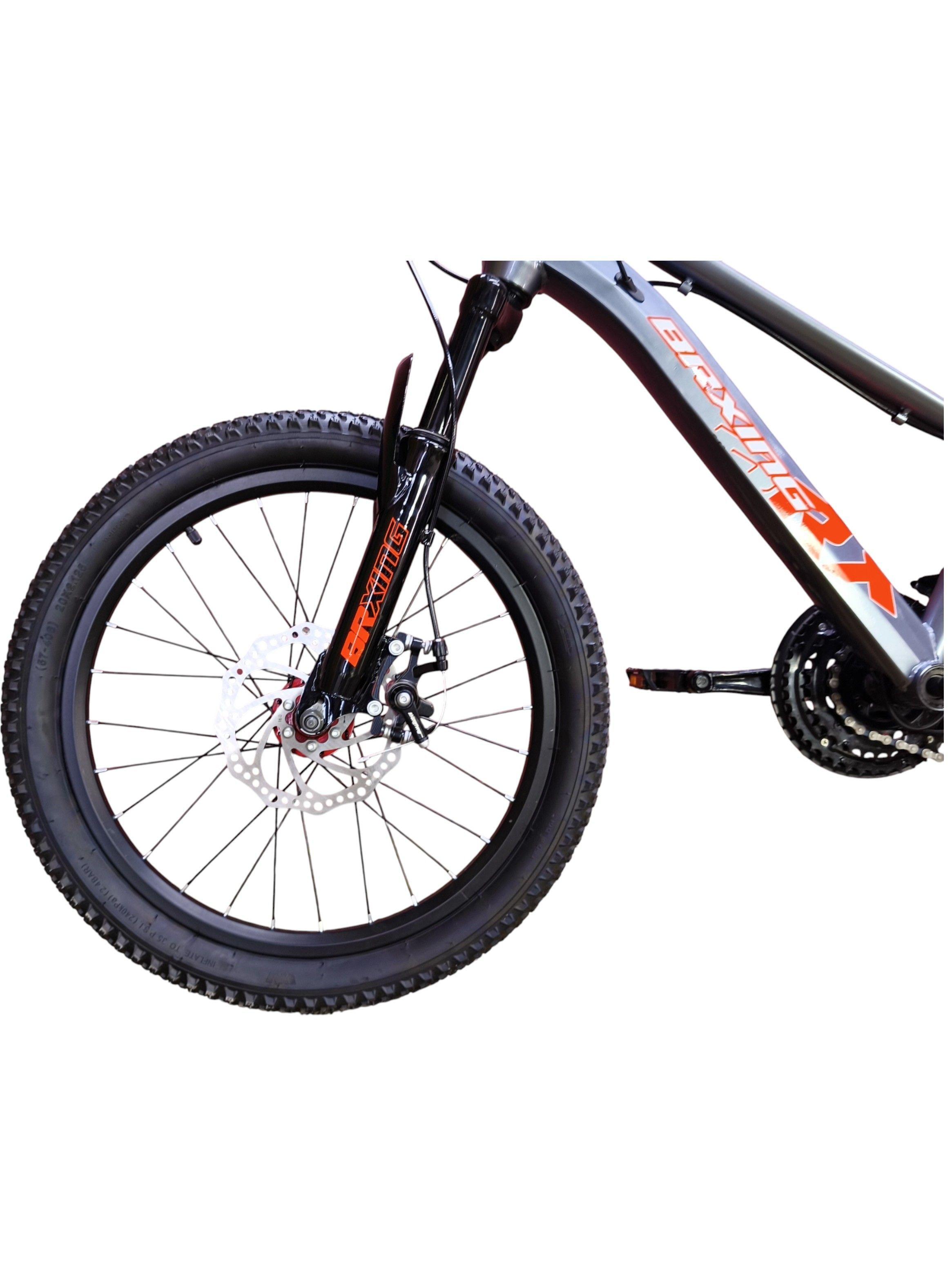 Bicicleta Aro 20 Brxing Con Freno Disco Y 21 Vel. Gris Log Naranjo Mr-6