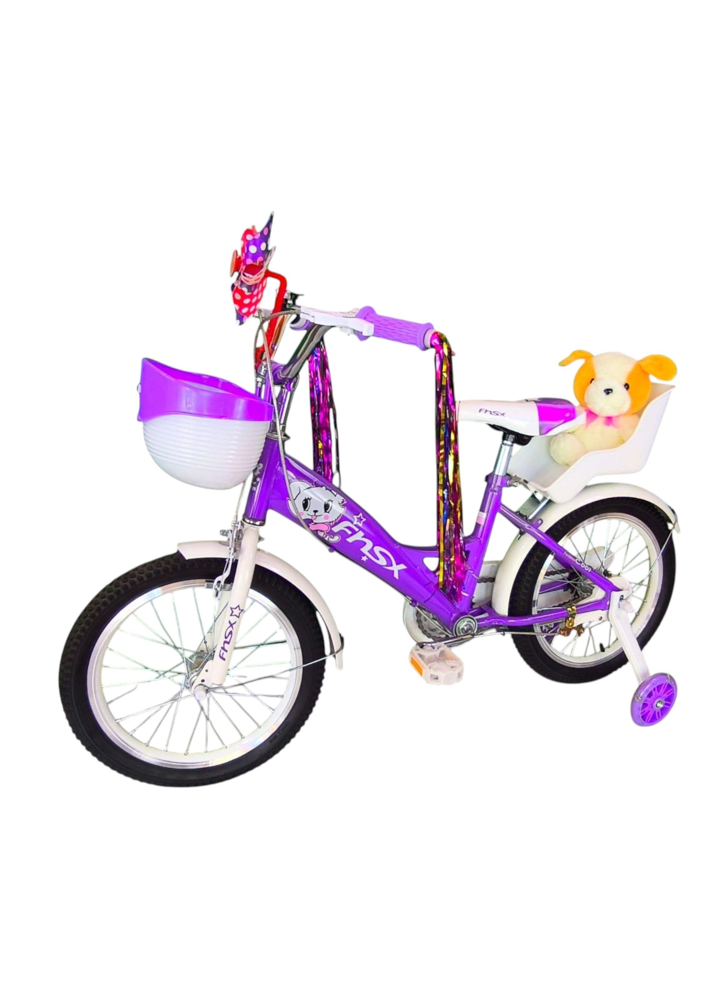 Bicicleta Aro 16 Infantil  Con Peluchero Lila Fnsx       -2