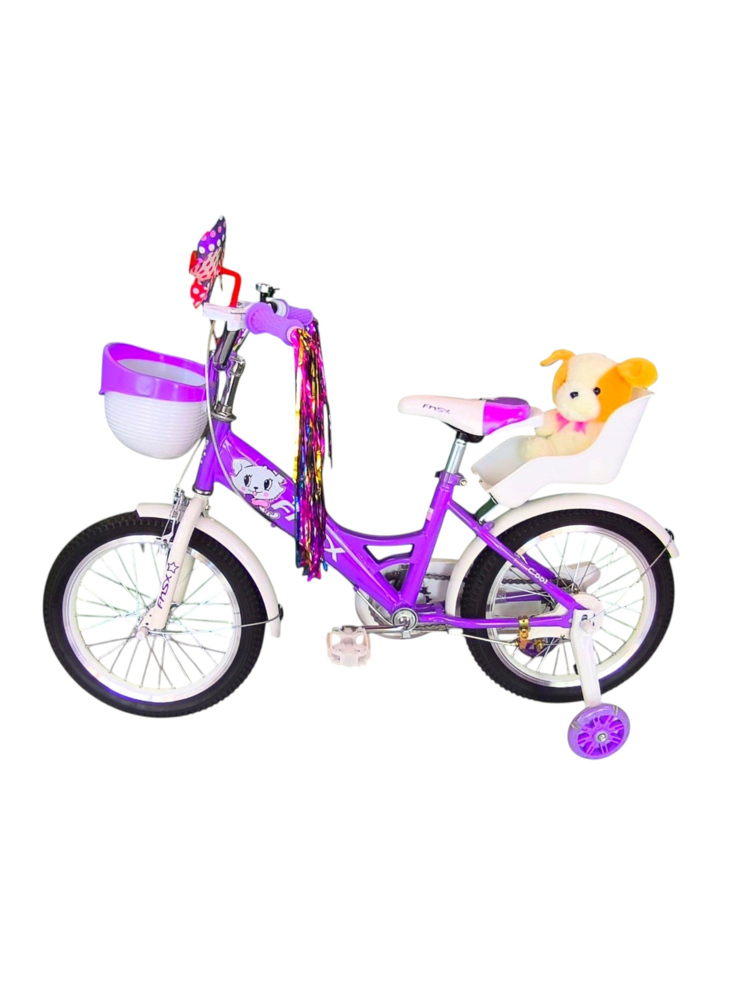 Bicicleta Aro 16 Infantil  Con Peluchero Lila Fnsx       -3