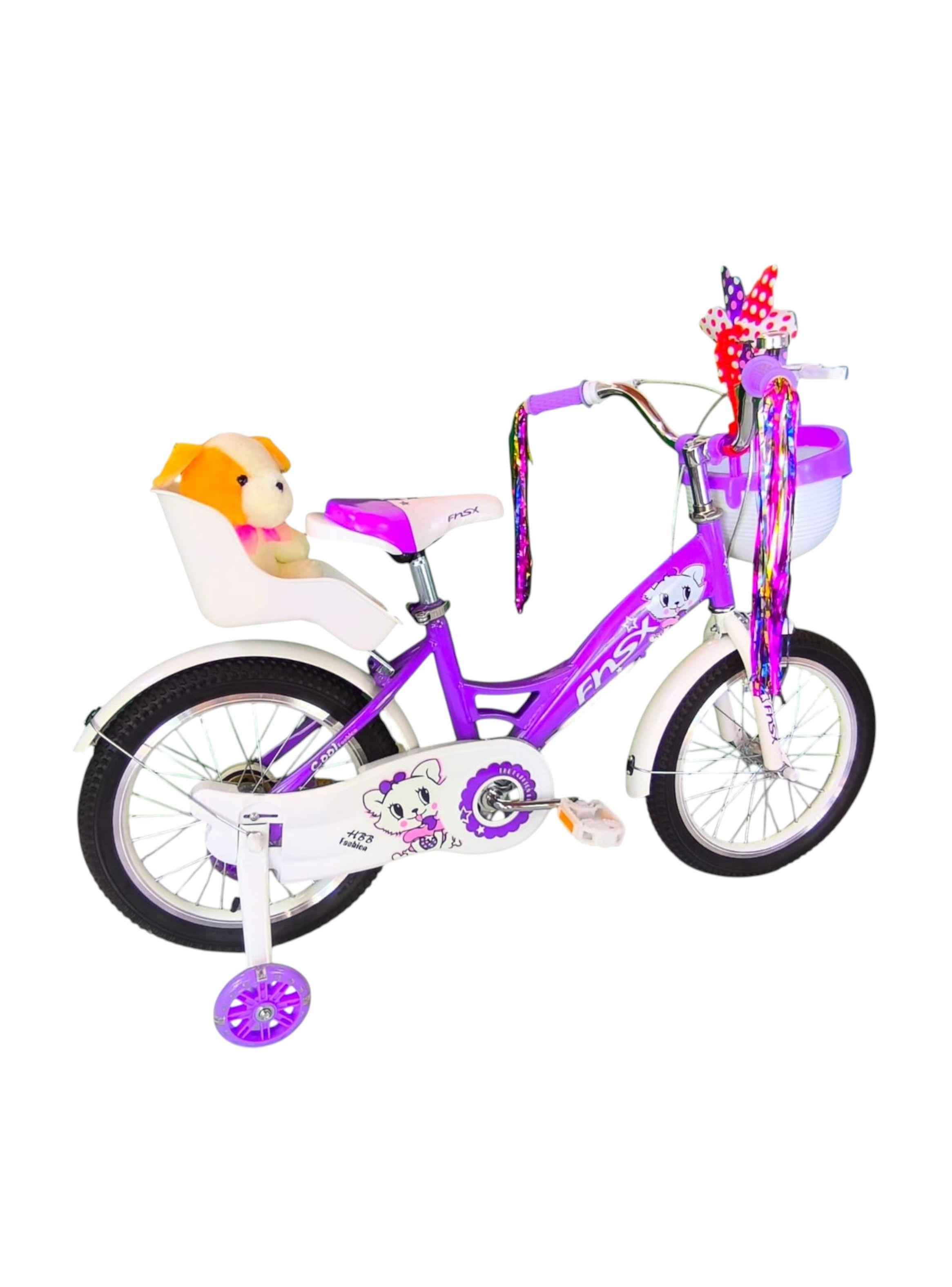Bicicleta Aro 16 Infantil  Con Peluchero Lila Fnsx       -4