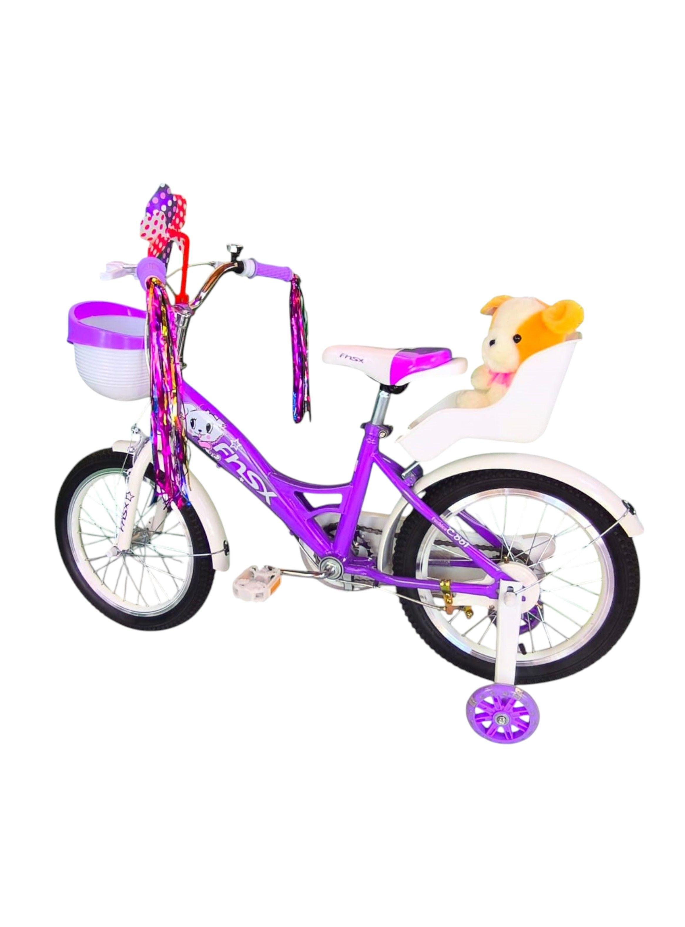 Bicicleta Aro 16 Infantil  Con Peluchero Lila Fnsx       -5