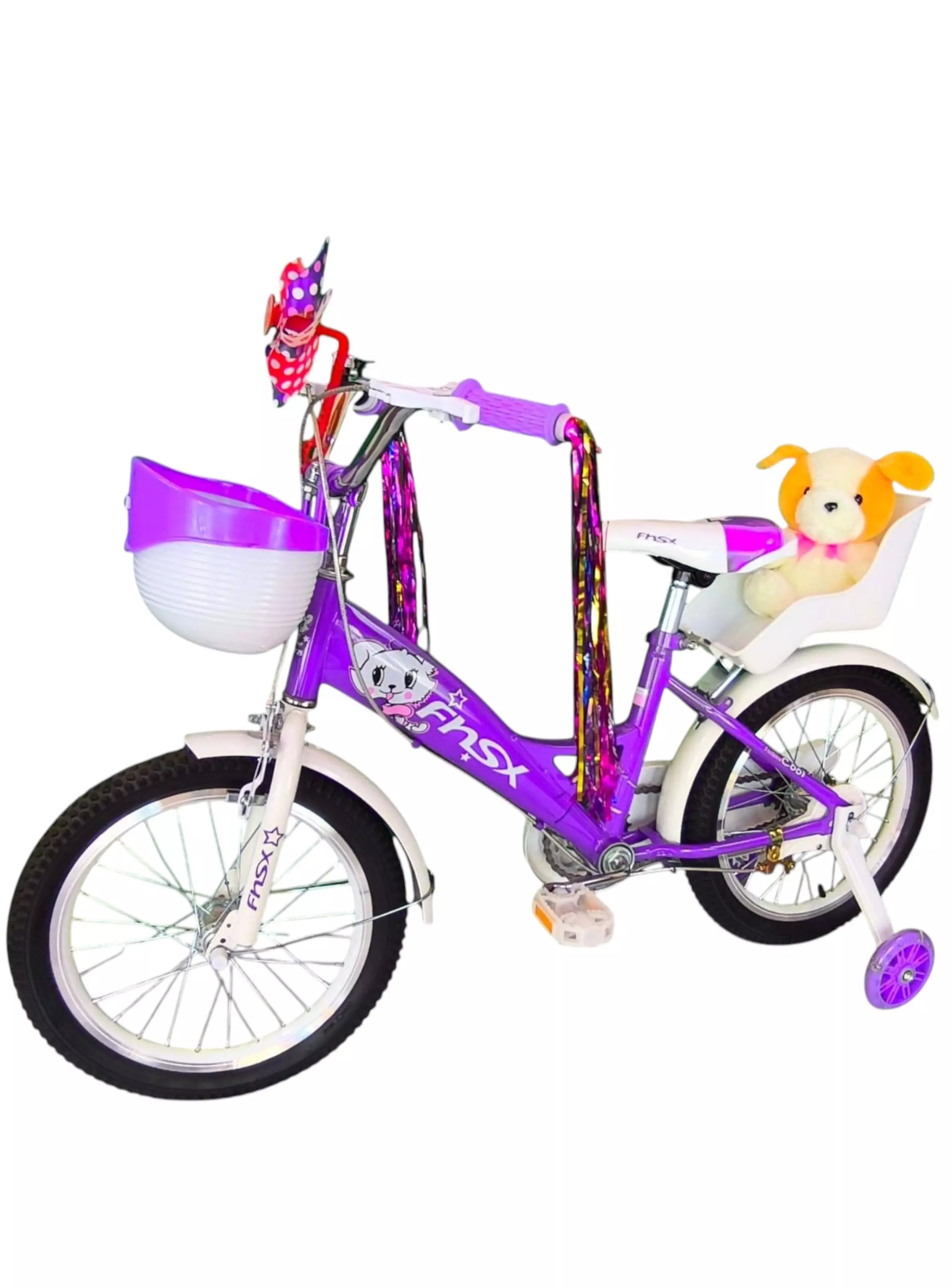 Bicicleta Aro 16 Infantil  Con Peluchero Lila Fnsx       -2