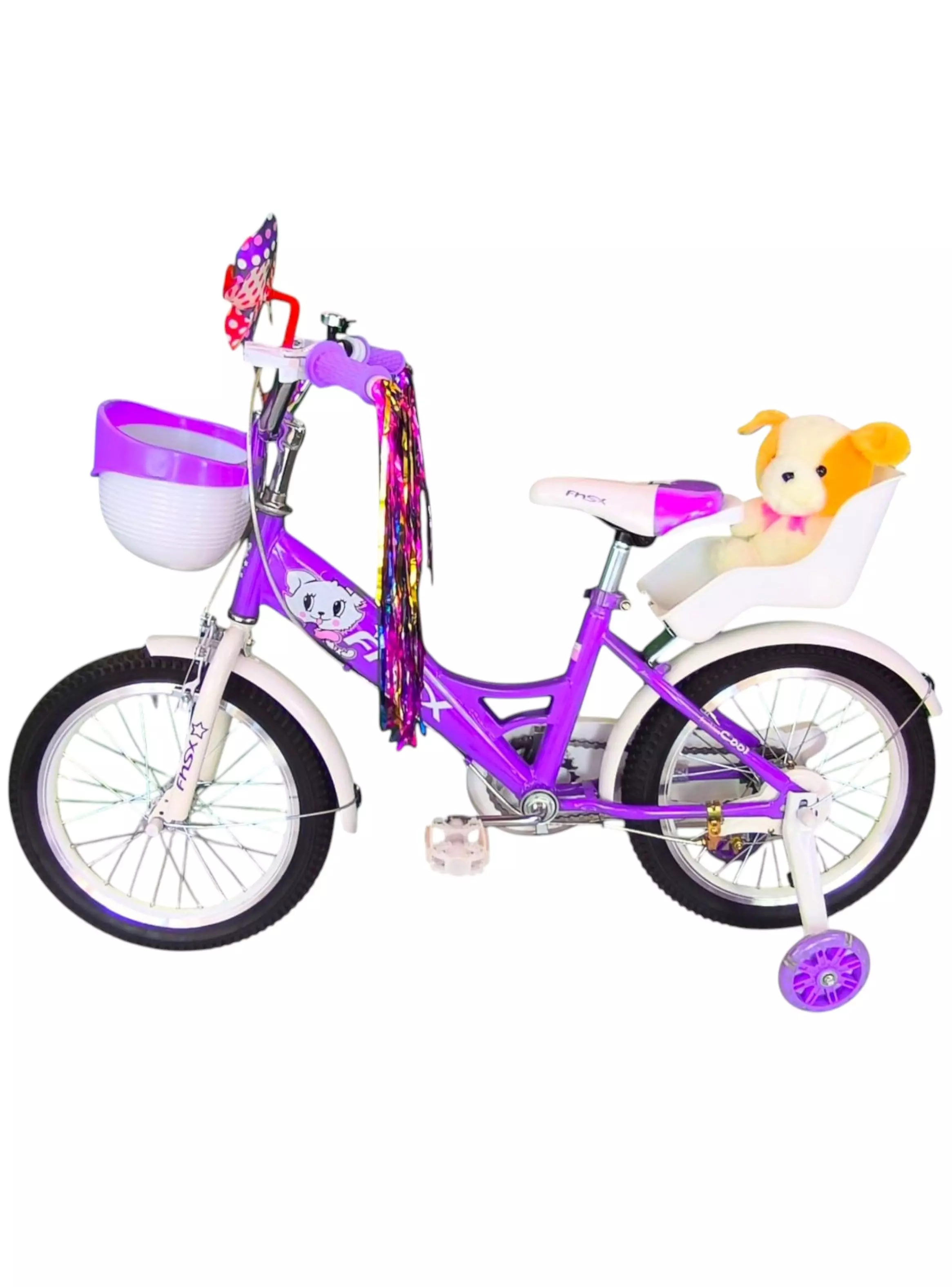 Bicicleta Aro 16 Infantil  Con Peluchero Lila Fnsx       -3