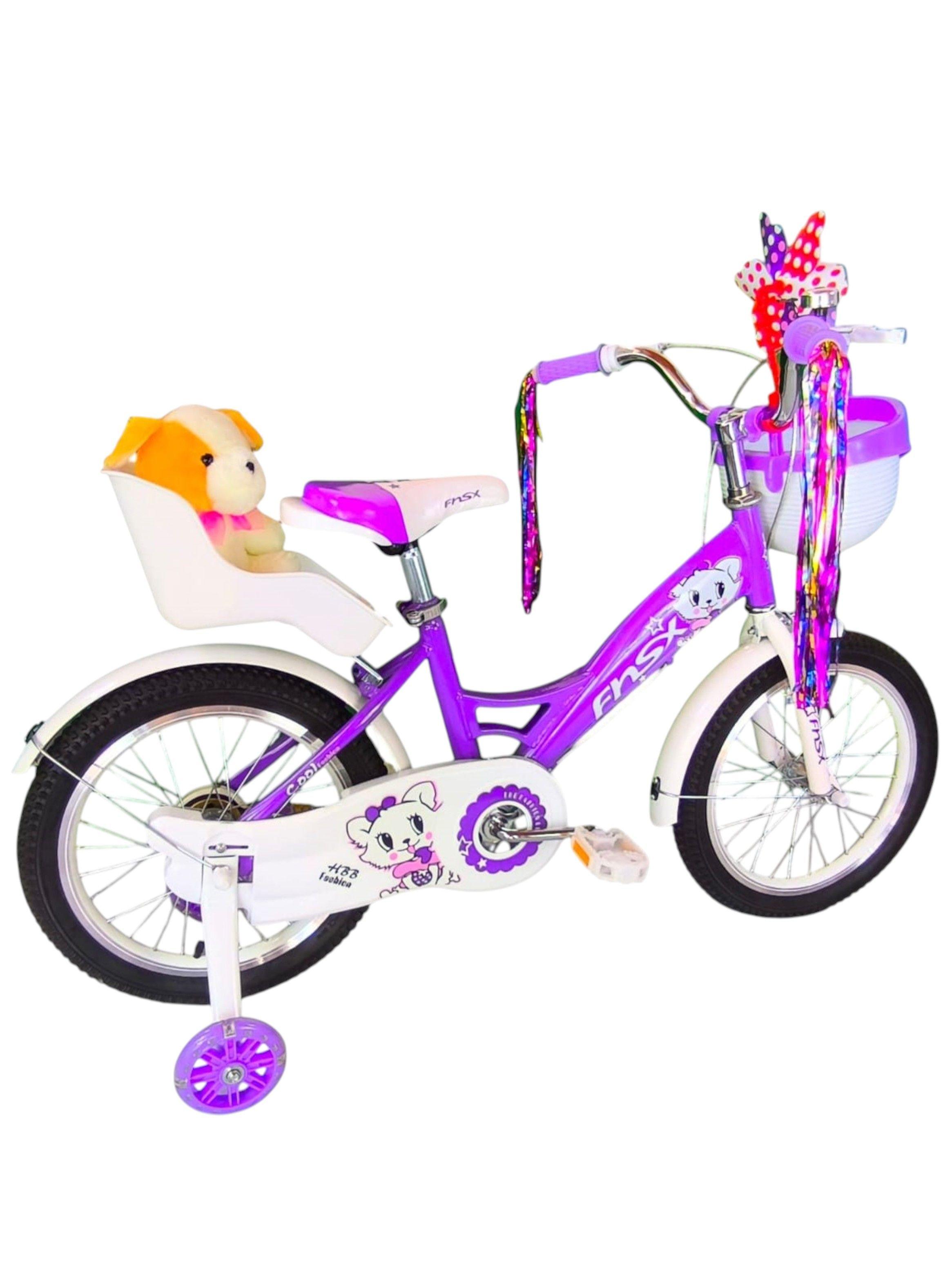 Bicicleta Aro 16 Infantil  Con Peluchero Lila Fnsx       -4