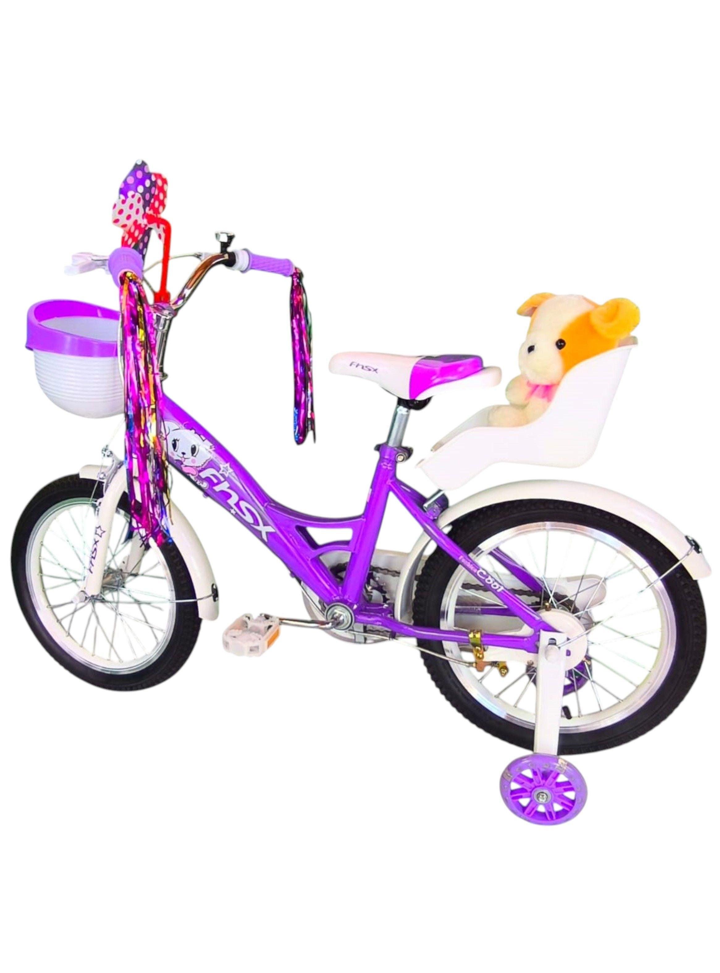 Bicicleta Aro 16 Infantil  Con Peluchero Lila Fnsx       -5