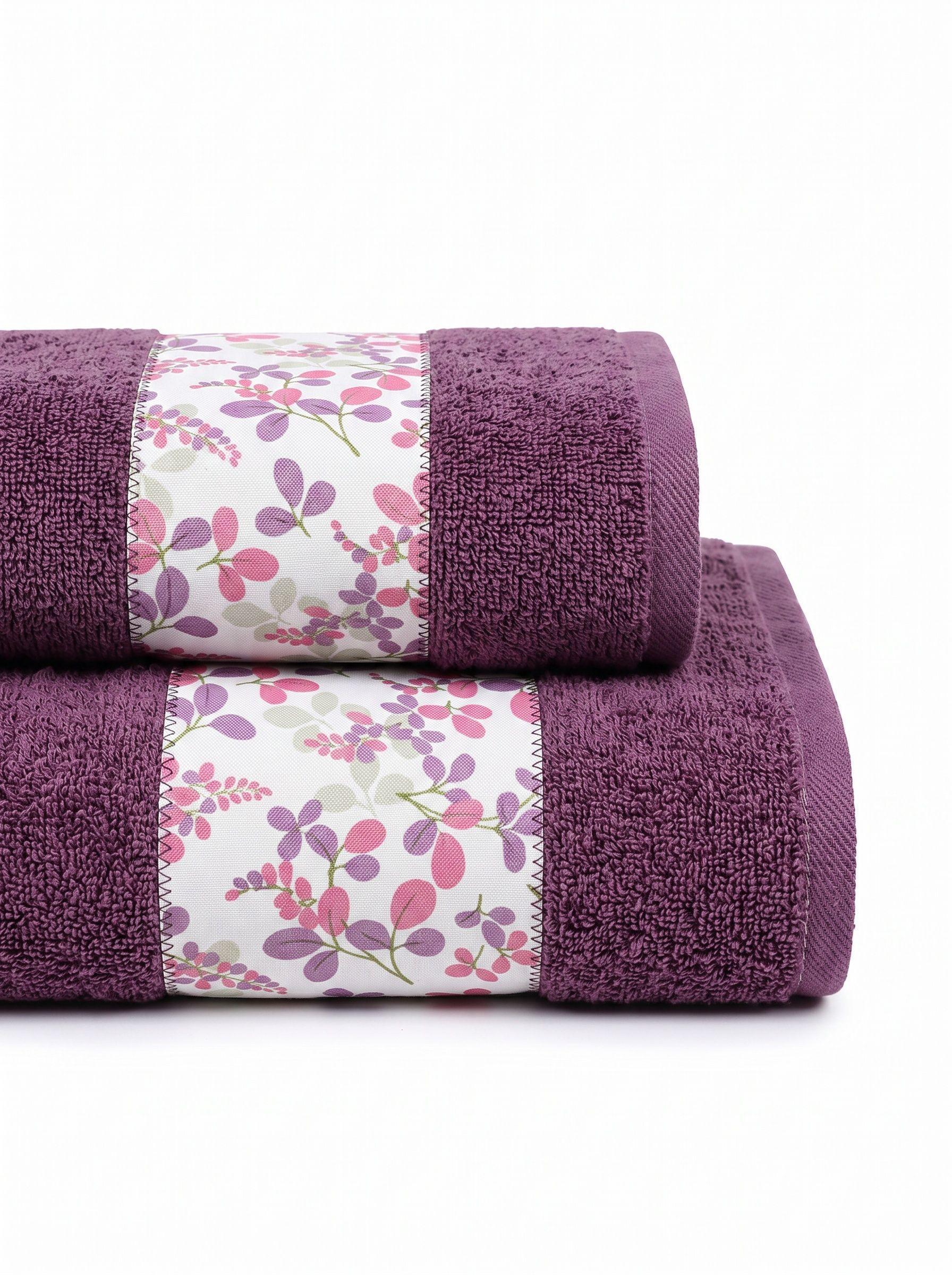 Set Toalla Algodón 550 grs Violeta Flores-2