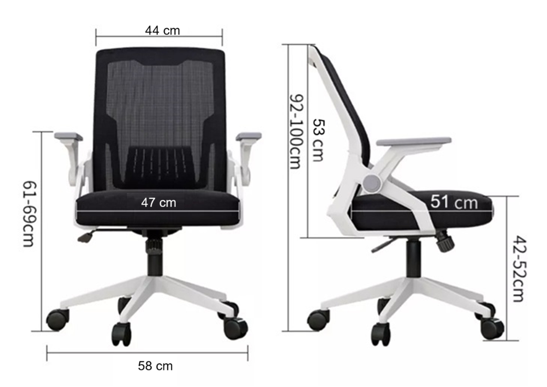 Silla de oficina luxury ergonómica blanco-negra-2