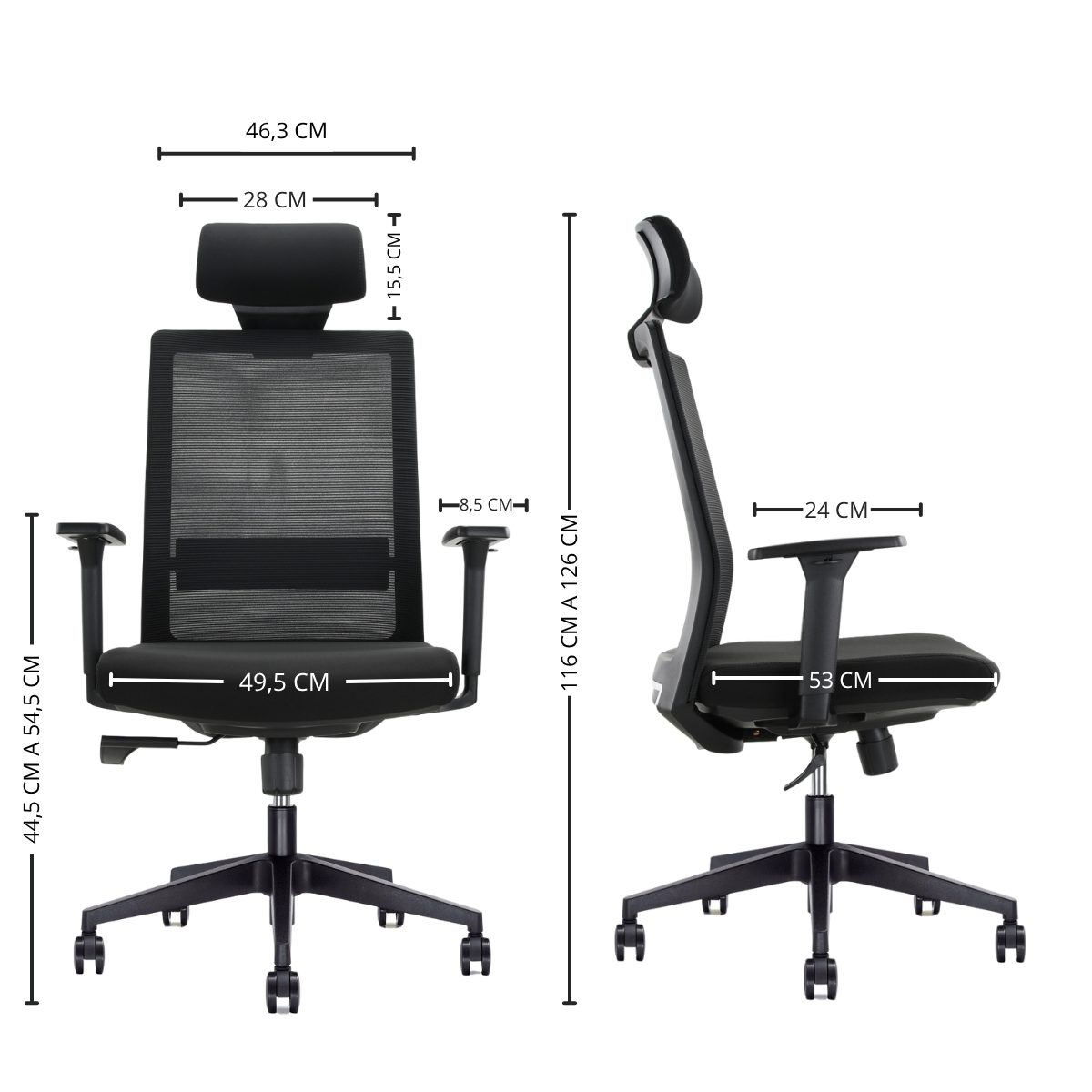 Silla Gerencial Premium de oficina Piacere color negro-5