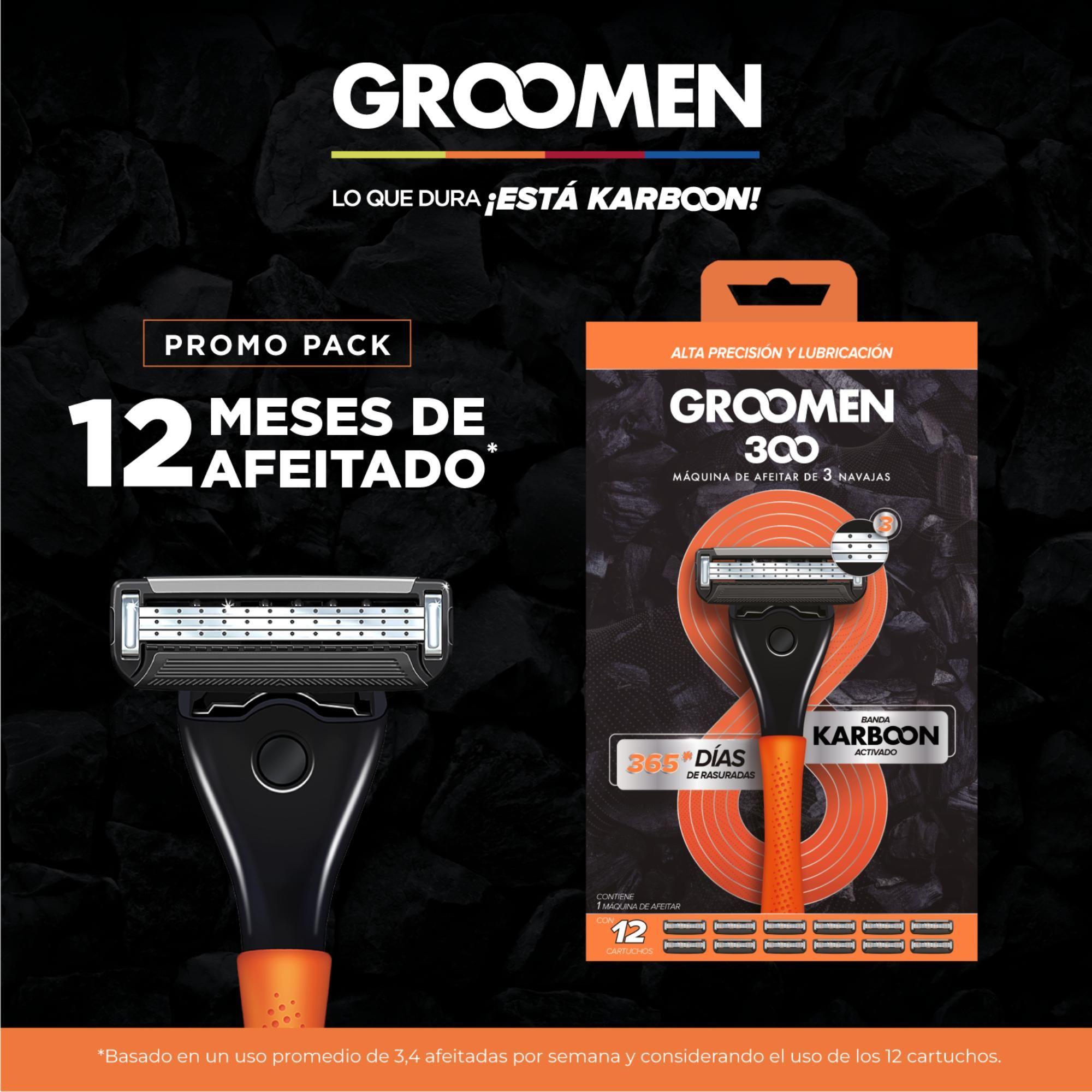 Groomen Máquina Afeitar 300 + 12 Cartuchos De 3 Navajas-3