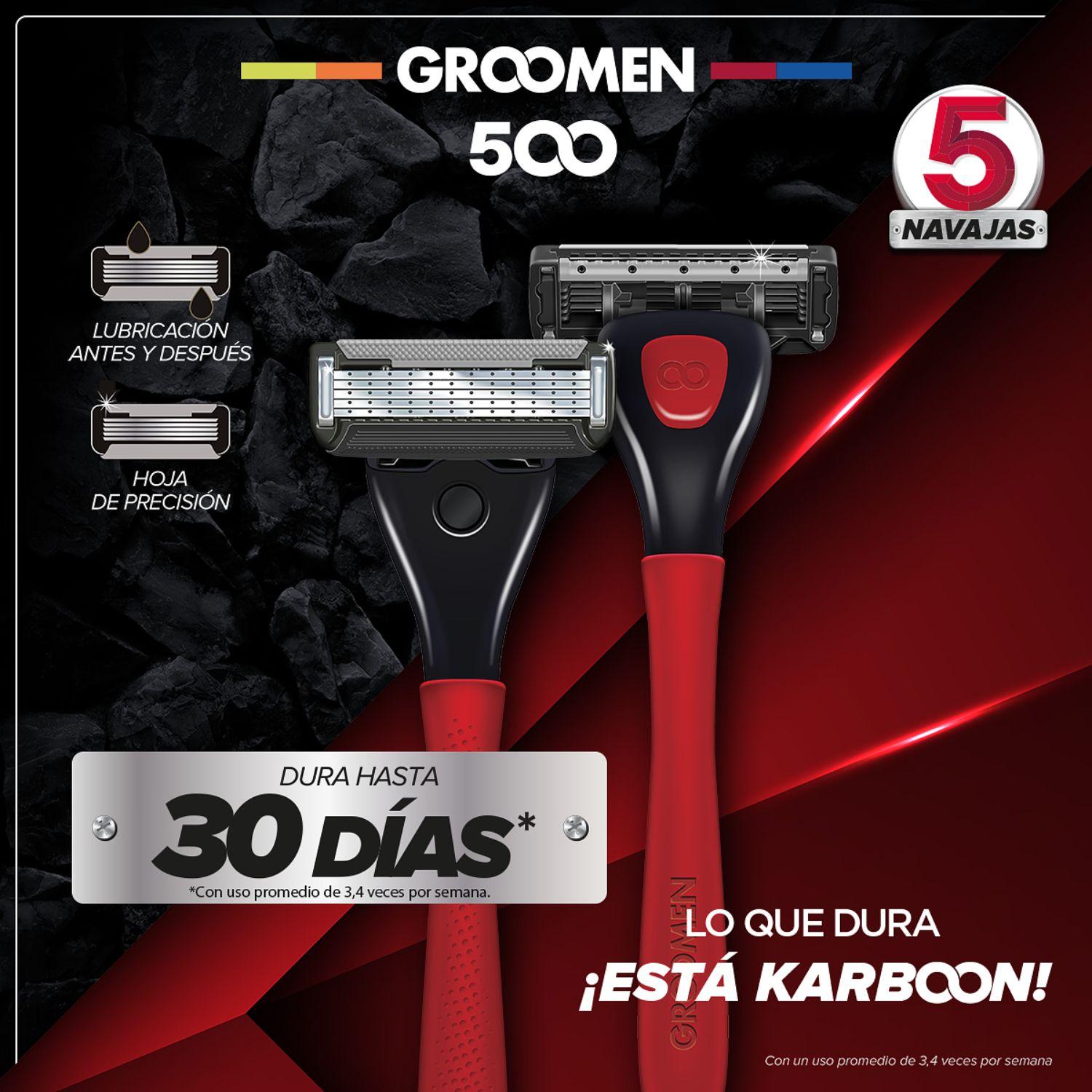 Máquina Afeitar Groomen 500 + 3 Cartuchos De 5 Navajas-3