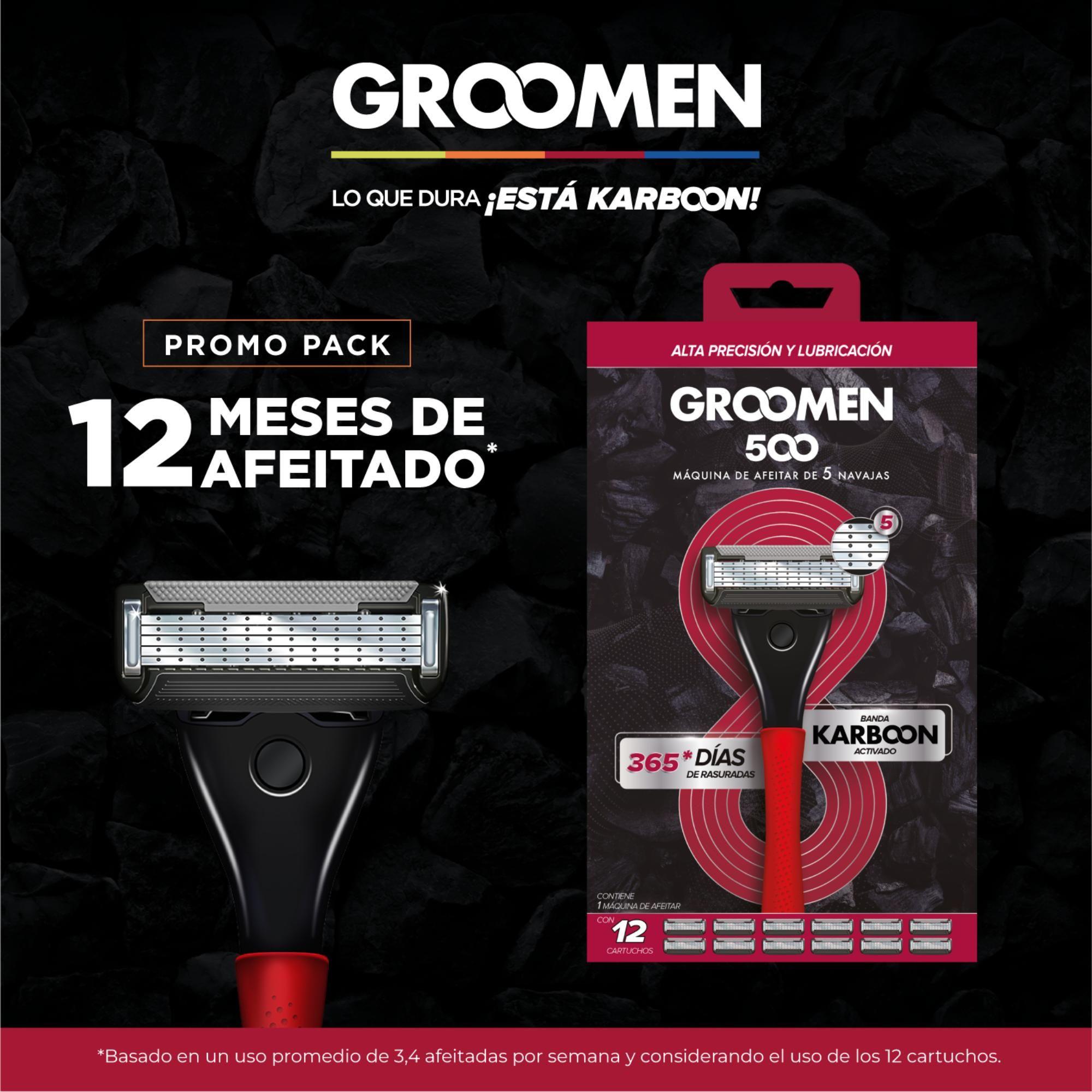 Máquina Afeitar Groomen 500 + 12 Cartuchos De 5 Navajas-3