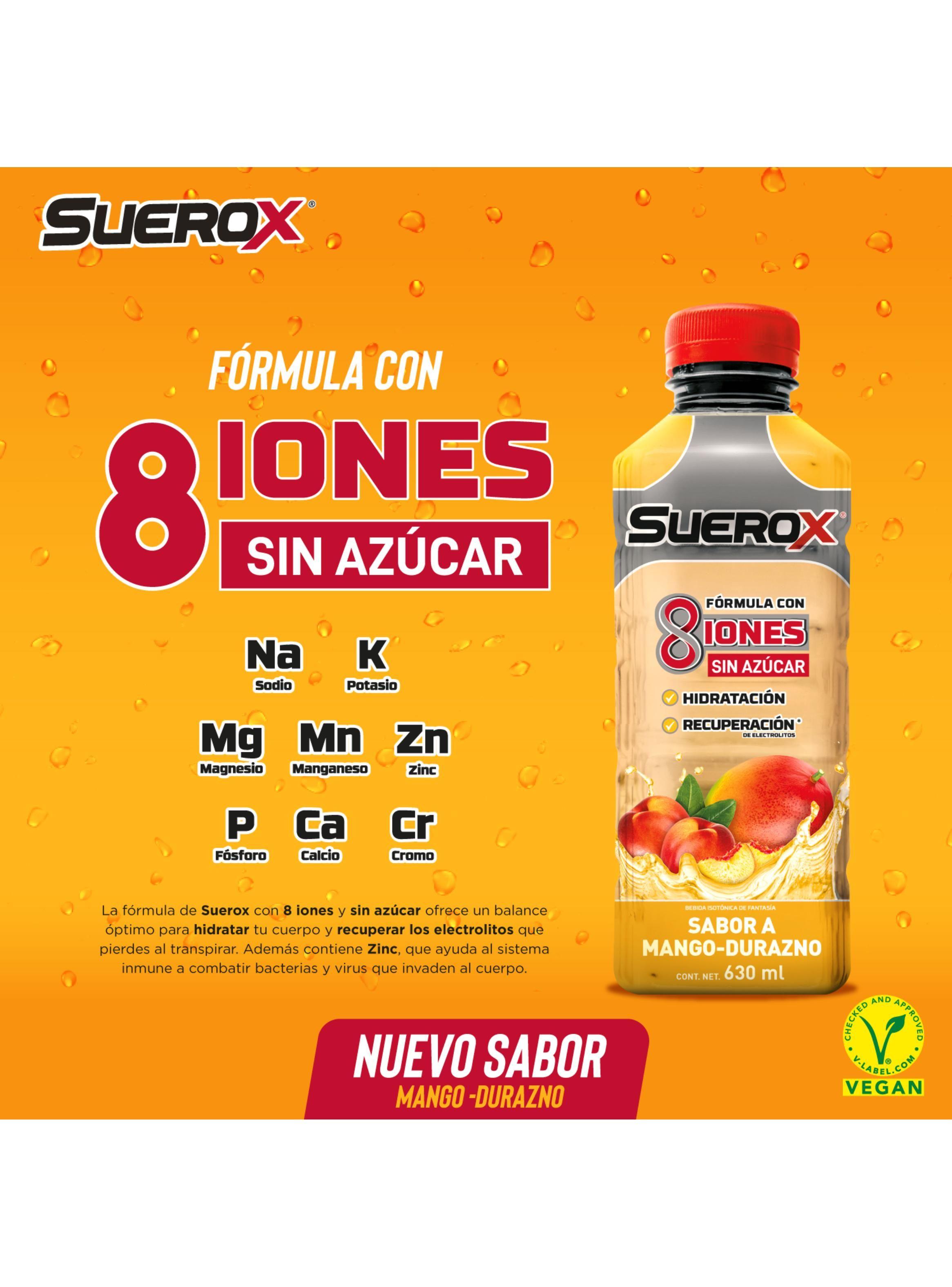 Pack 12 Suerox Bebida Isotónica Mango-Durazno 630 ML-3