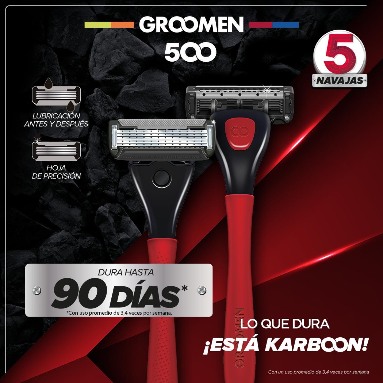 Máquina Afeitar Groomen 500 + 3 Cartuchos De 5 Navajas-1