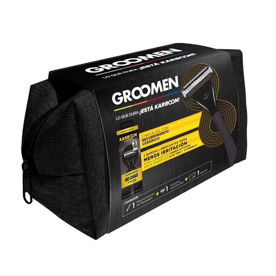 Grooomen Pack Maquina Afeitar Black 300x1 + Bolso-0