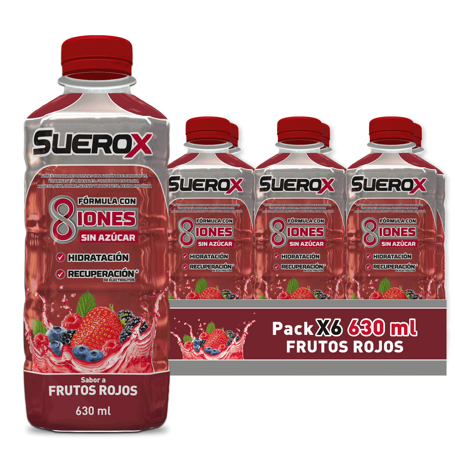Pack Suerox Bebida Isotonica Frutos Rojos 630 Ml X 6 Un-0