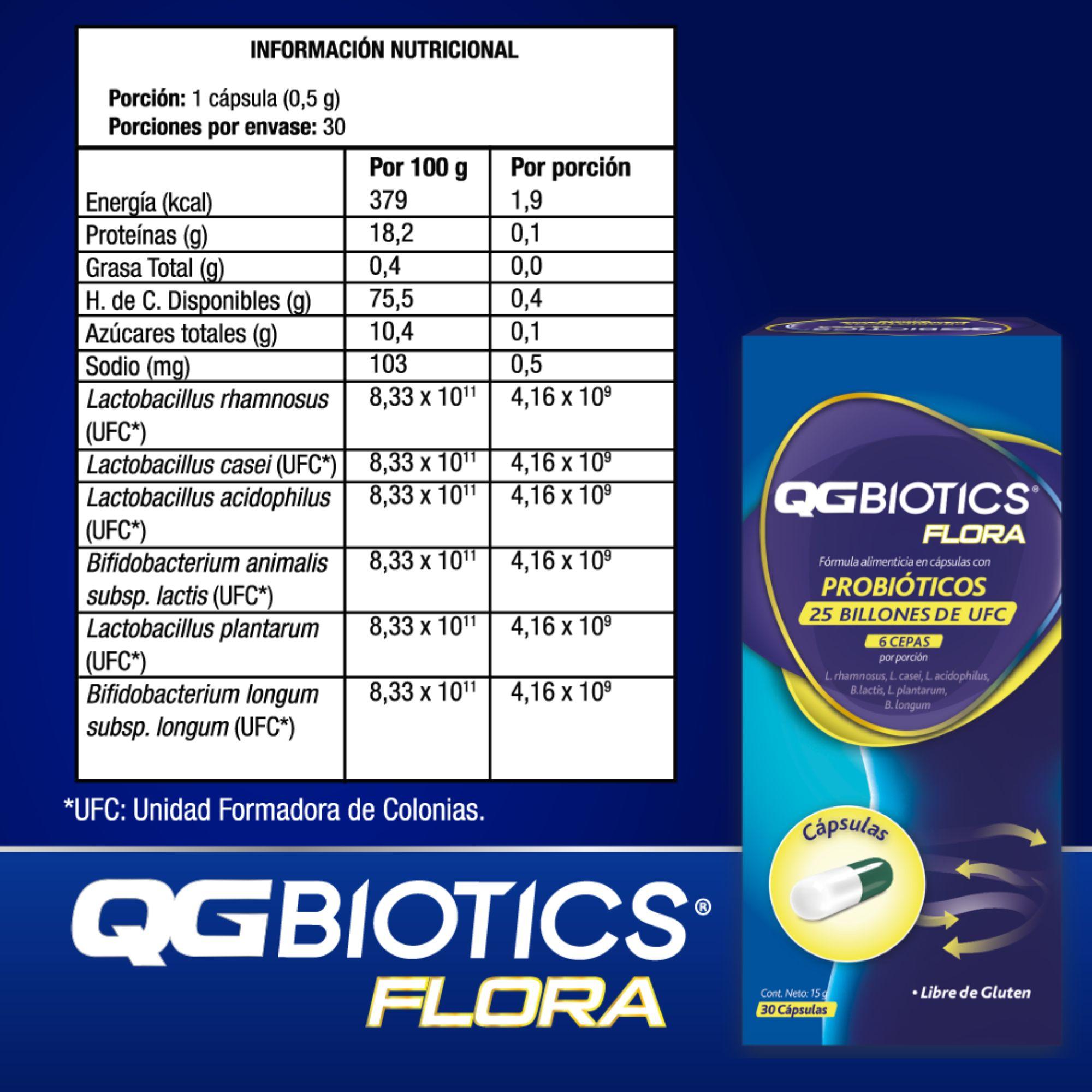 QGBiotics Flora probióticos 25 billones UFC - 30 cápsulas-4