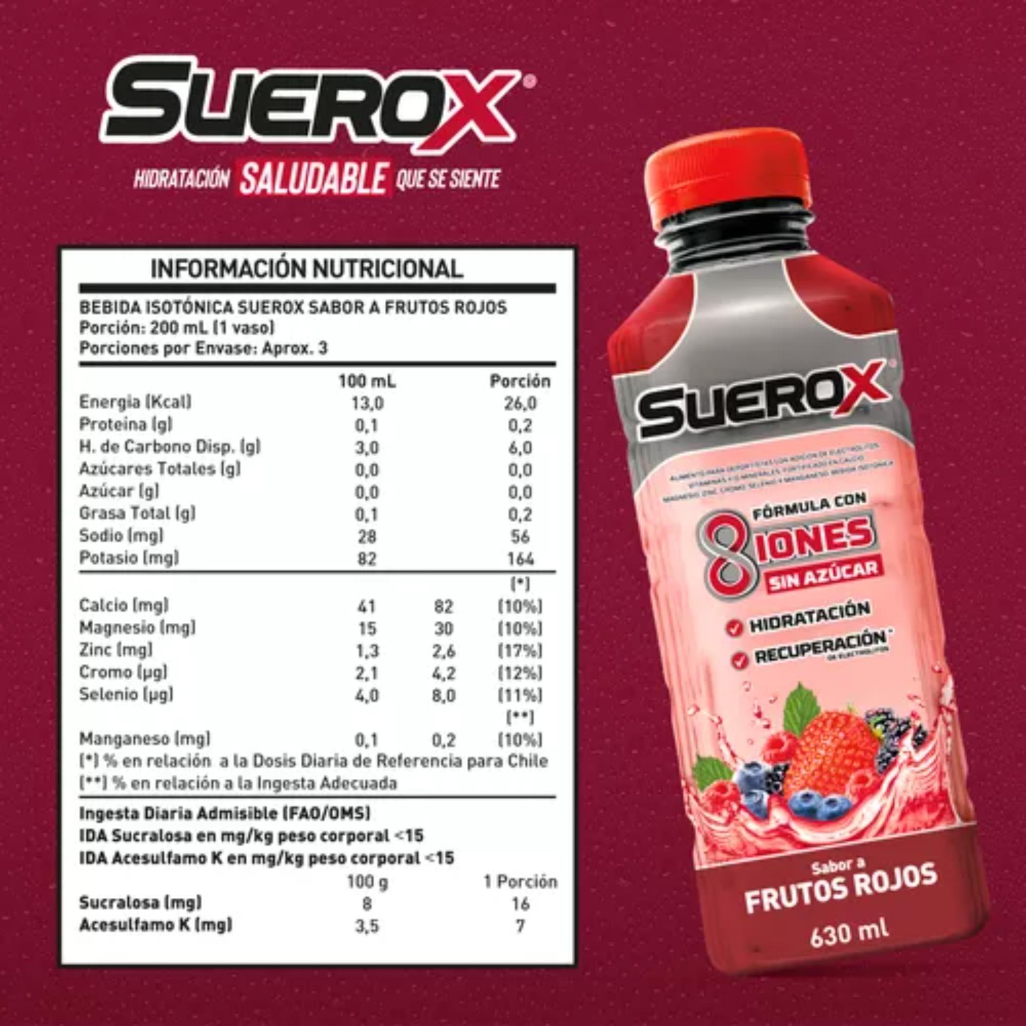 Suerox Bebida Isotonica Sabor Frutos Rojos 630 Ml-4
