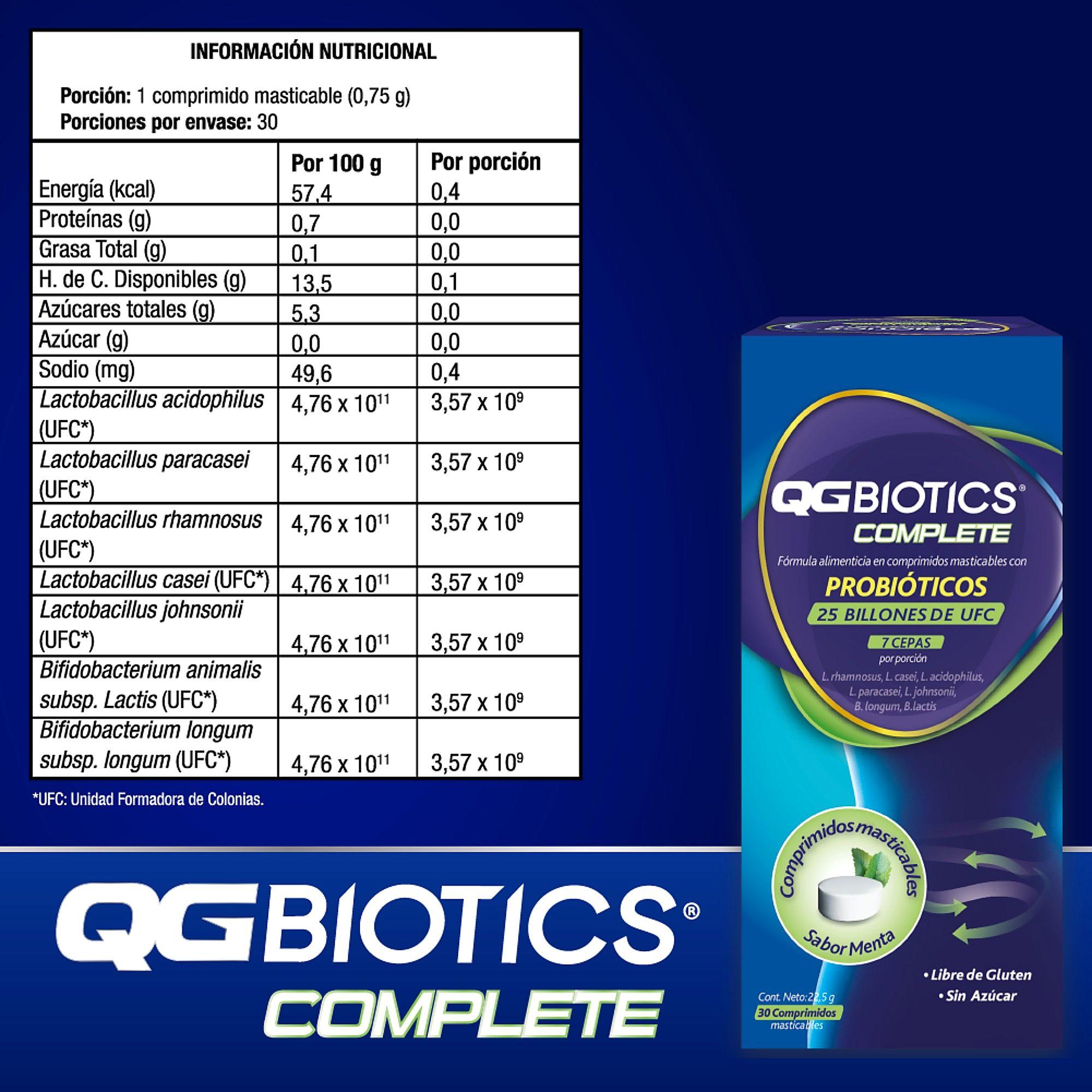 QGBiotics Complete probióticos 25 billon UFC 30 masticables-4