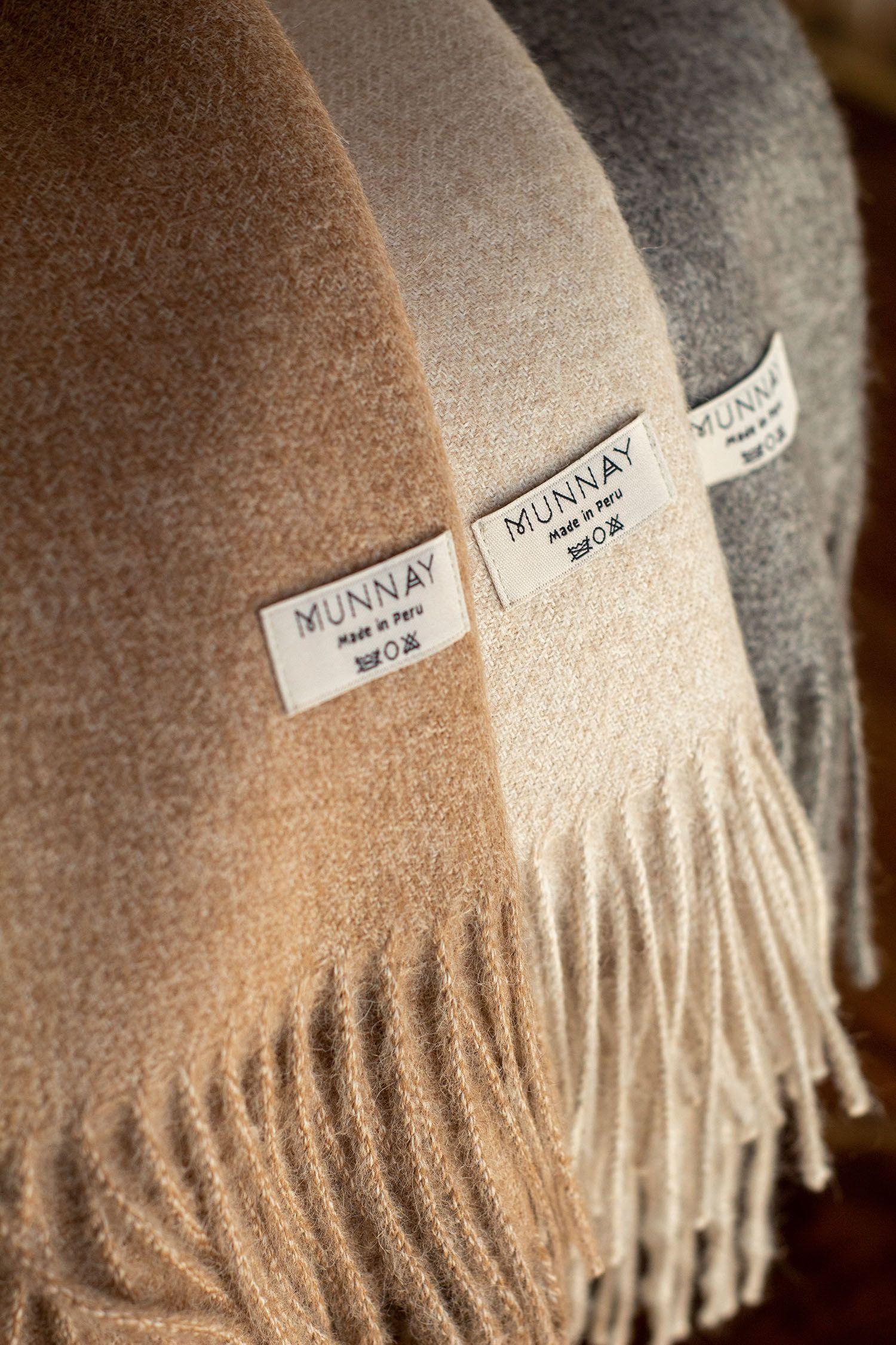 Manta 100% Baby Alpaca Eco - Quipu Beige-2