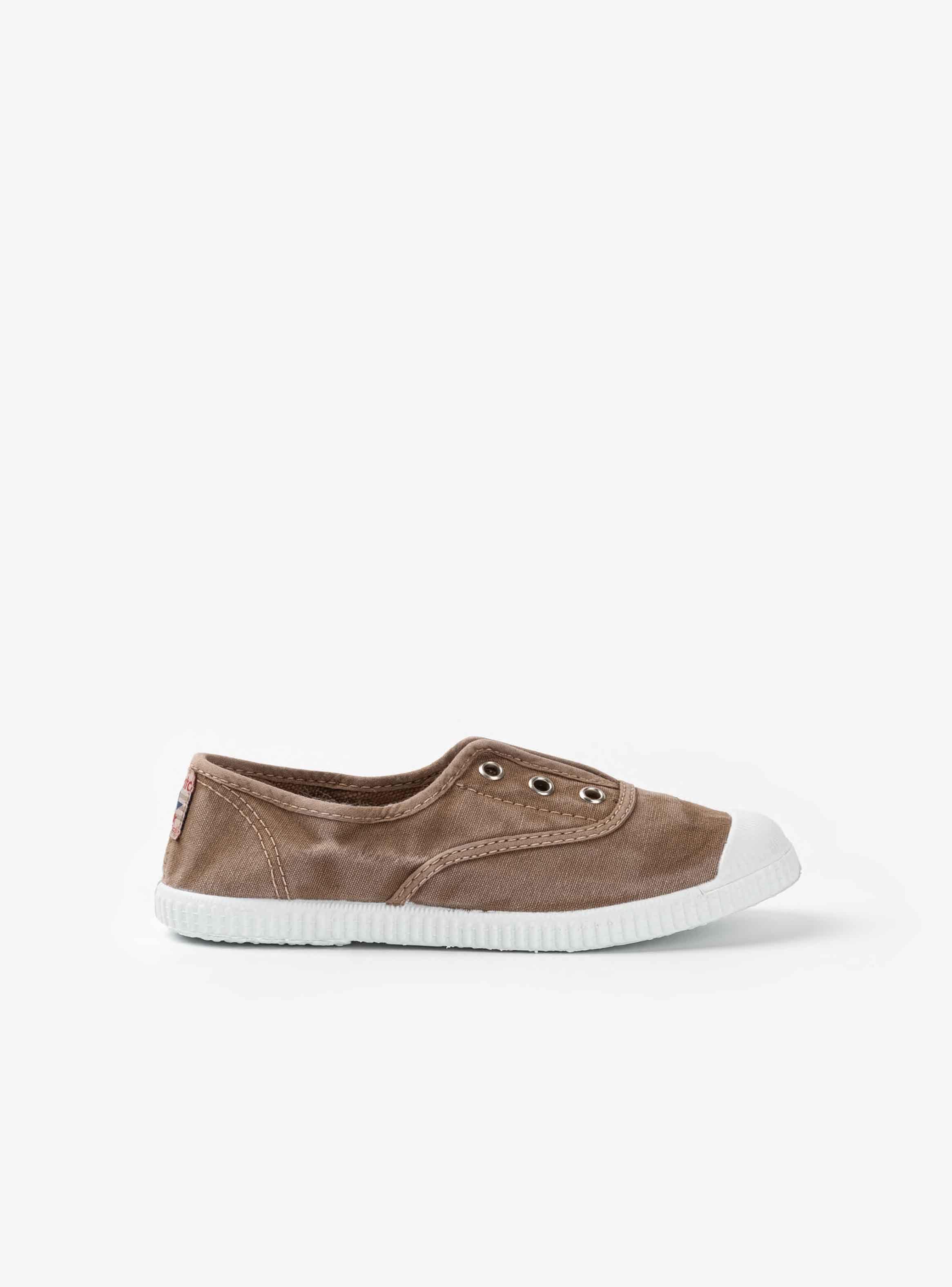 Zapatilla lona sin cordones mujer café desgastado (T. 35-43)-0