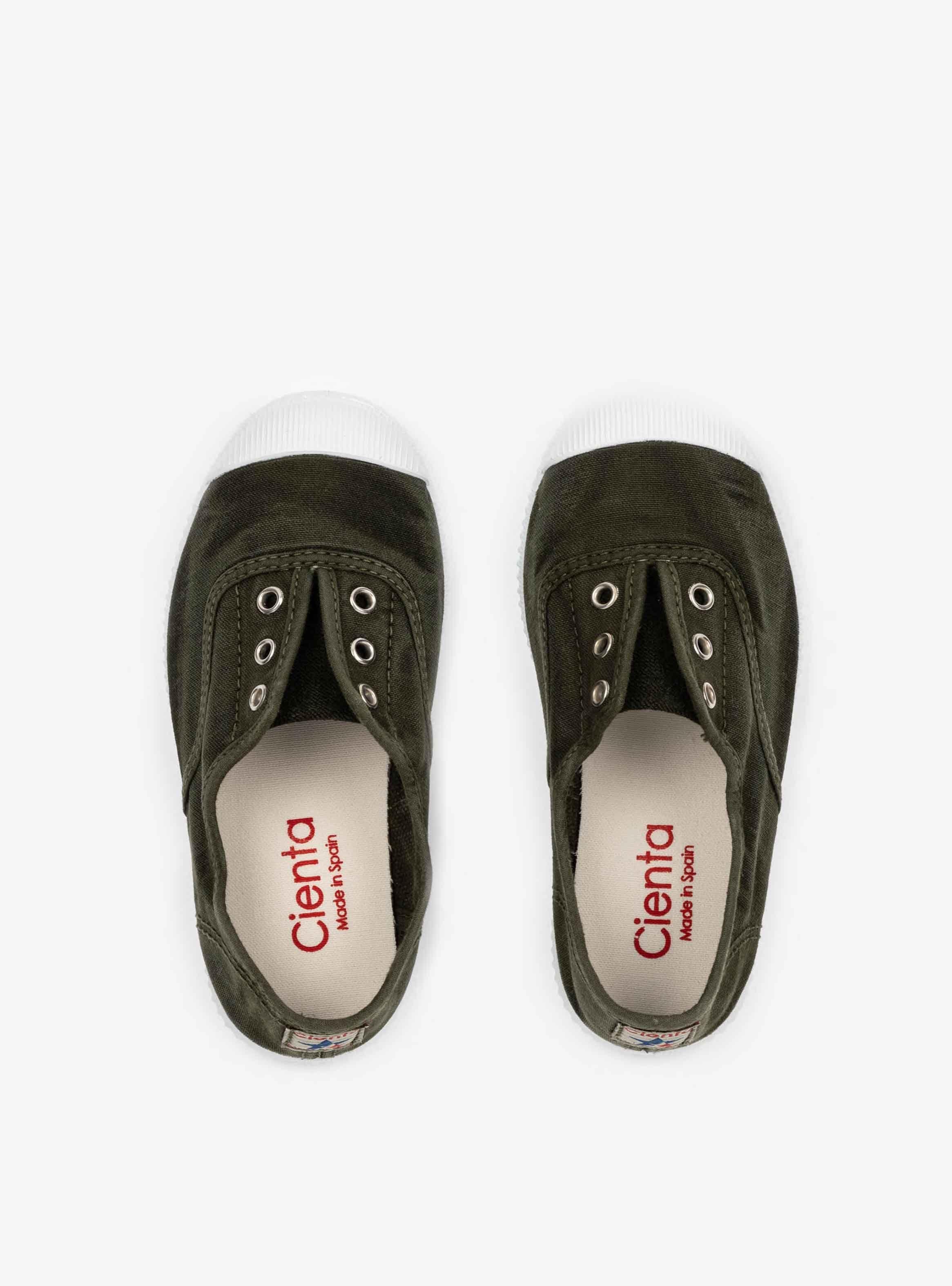 Zapatilla de lona sin cordones niños verde kaki (T 23-27)-3