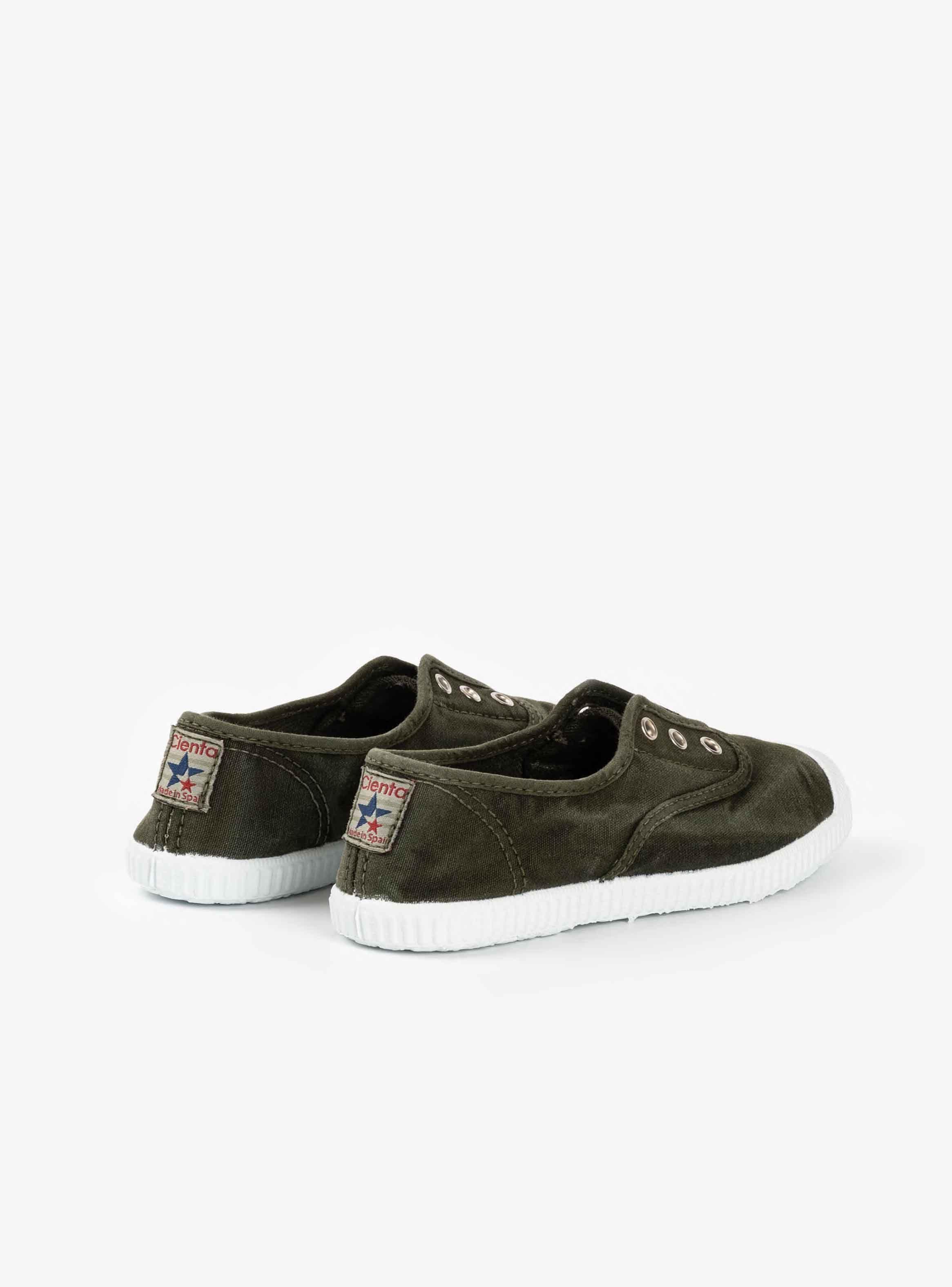Zapatilla de lona sin cordones niños verde kaki (T 23-27)-4