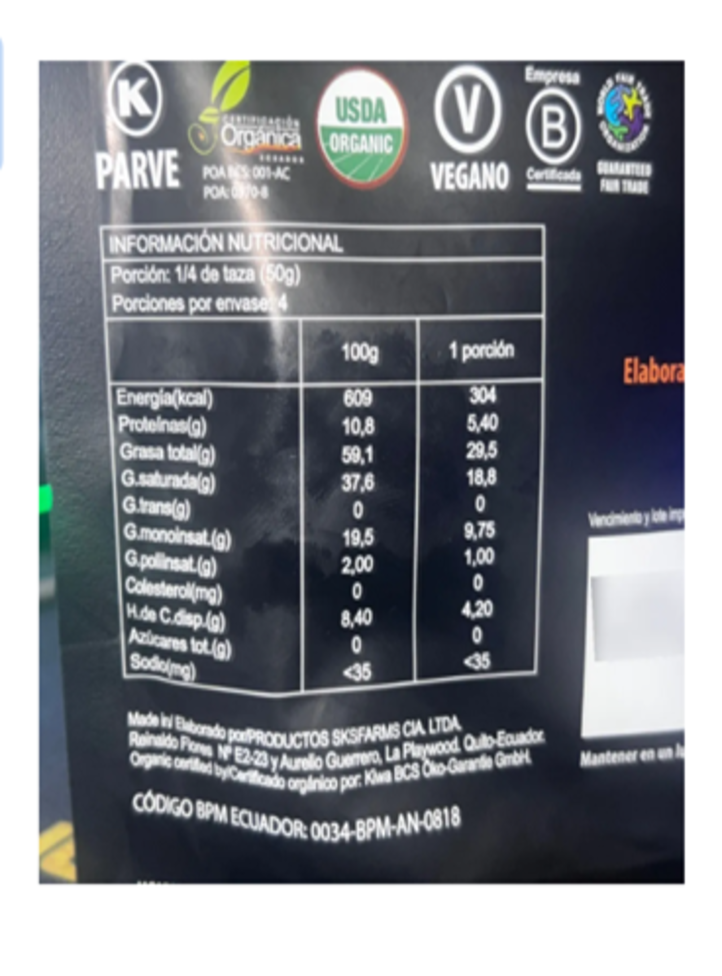 Chip De Chocolate Orgánico 100% Cacao 200g Pacari Sin Gluten-1