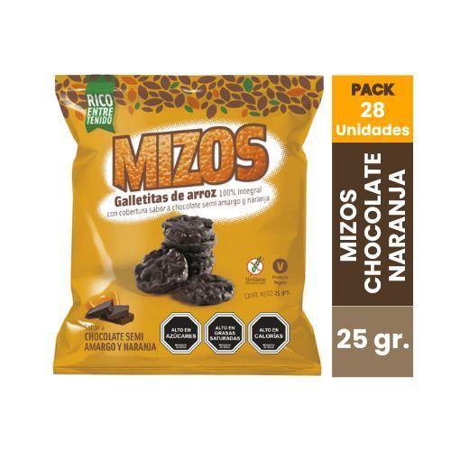 28 Snacks Integral Galletas De Arroz Mizos Chocolate Naranja-3