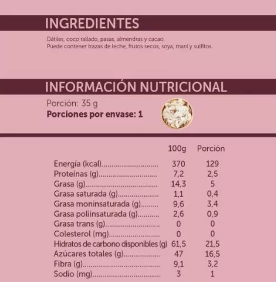 18 Un. Barrita Natural Cacao Coco Vegan Gluten Free Mizos-3