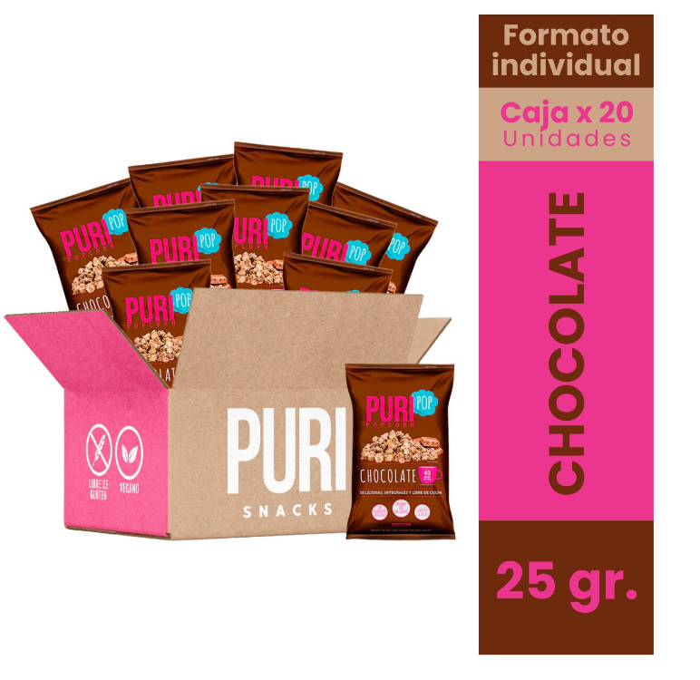 Pack Colación 20 Puripop Individual Sabor Chocolate-2