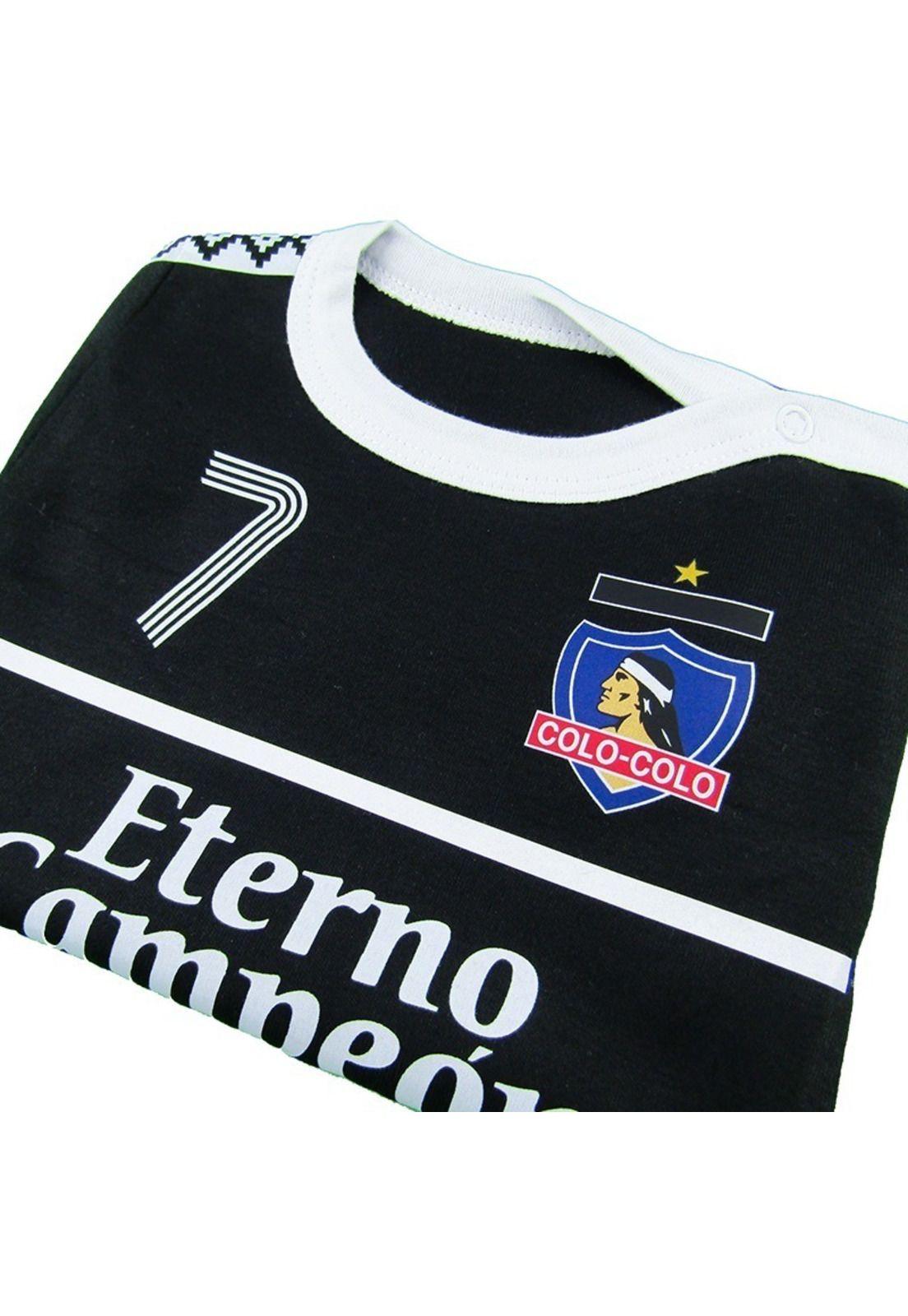 Body Bebé Colo Colo Visita Negro N°7 Oficial Manga Corta-2