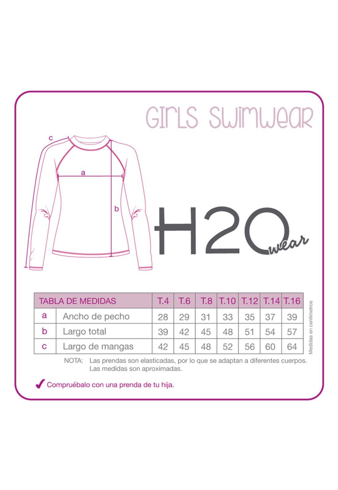 Polera de baño niña M/L filtro UV Flores H2O-2